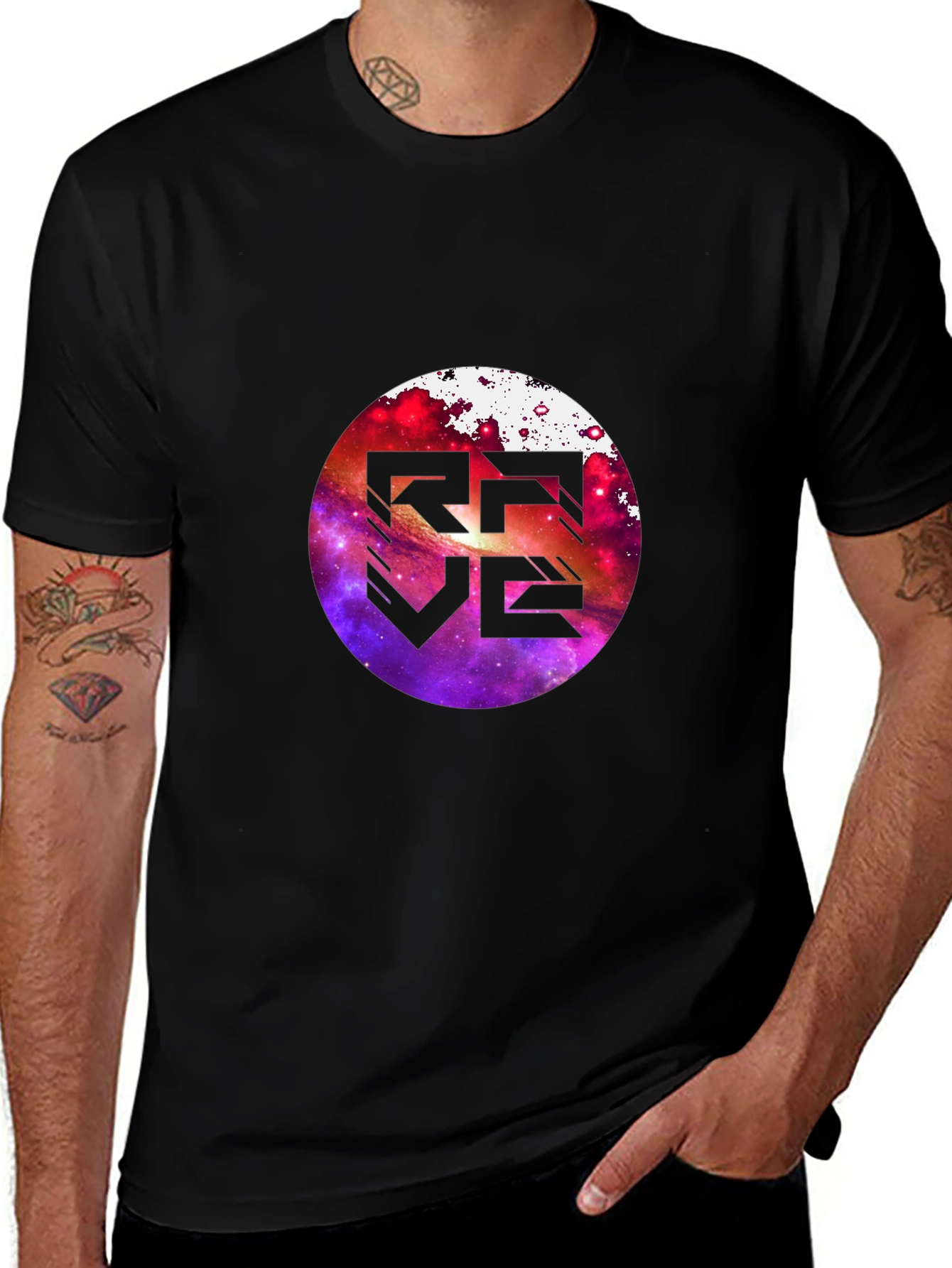 Variant 13 of Cosmic Rave Graphic Tee - Men's Black T-Shirt