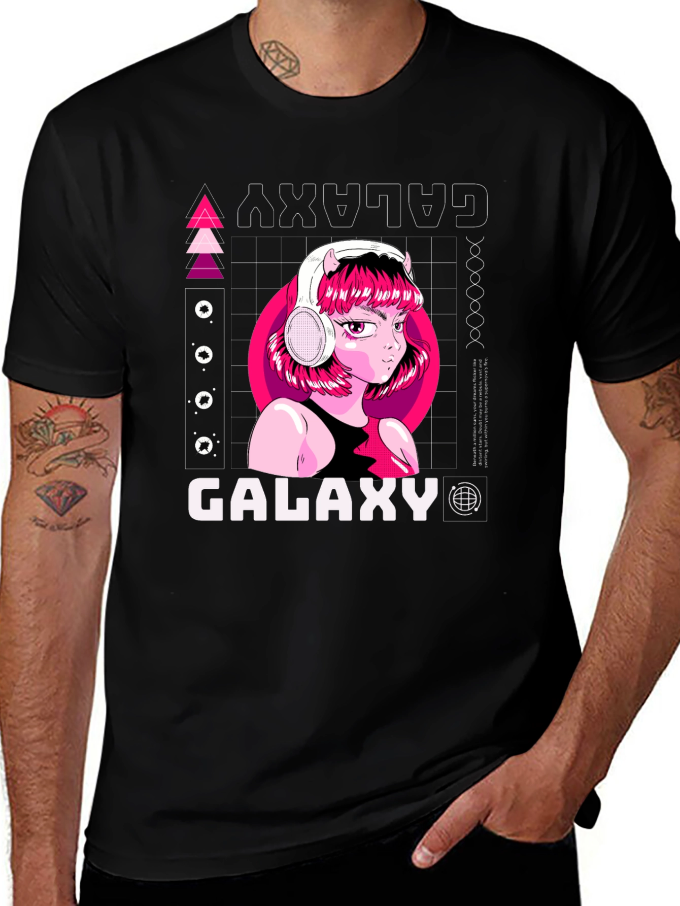 Galaxy Girl Graphic Tee - Anime Inspired Black T-Shirt