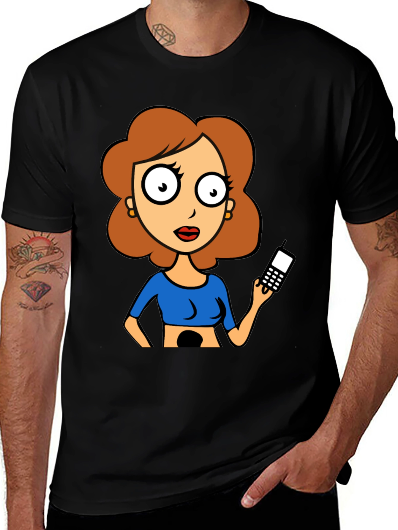 Variant 12 of Cartoon Woman with Phone T-Shirt