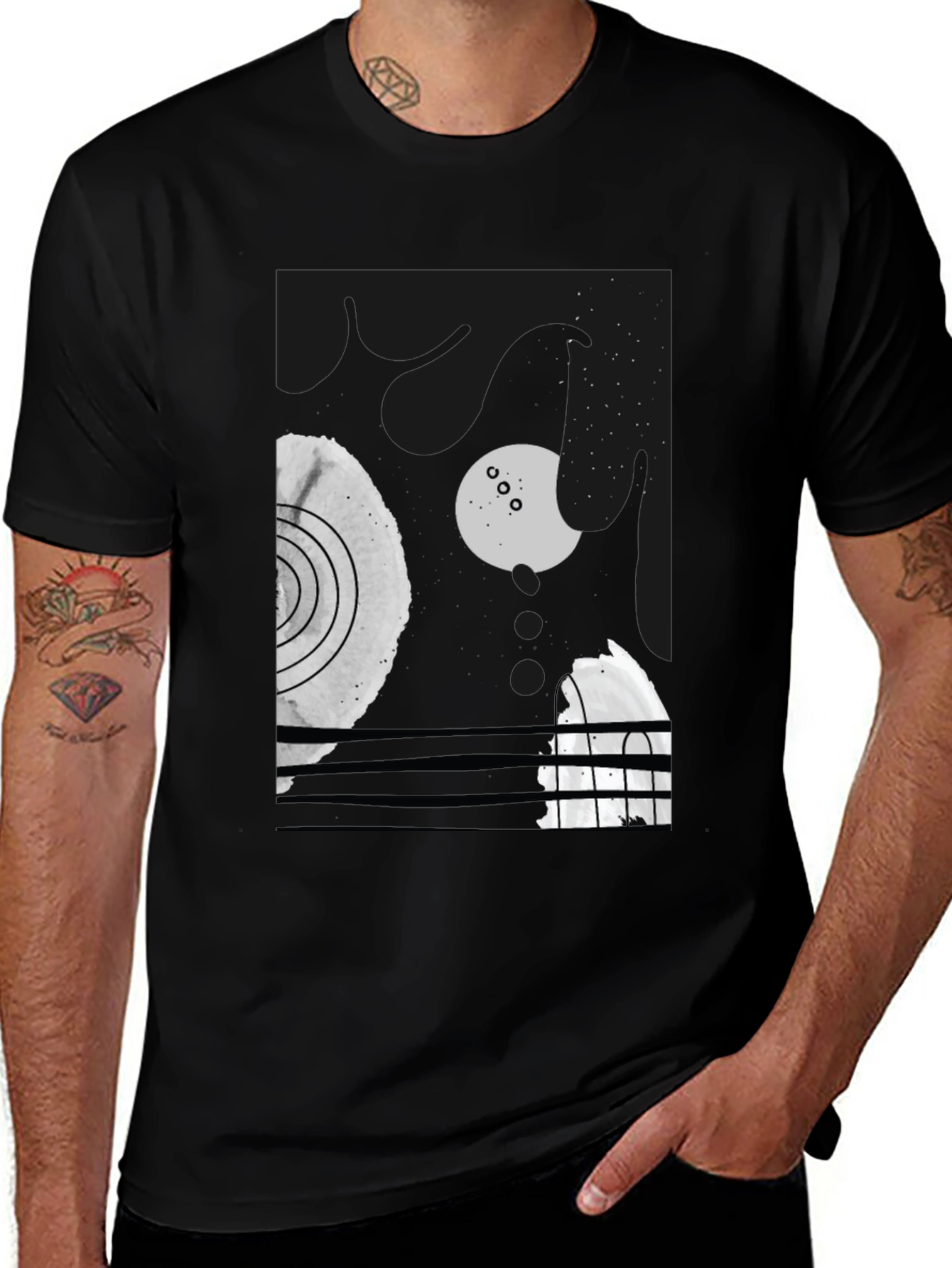 Variant 20 of Abstract Graphic Print Black T-Shirt