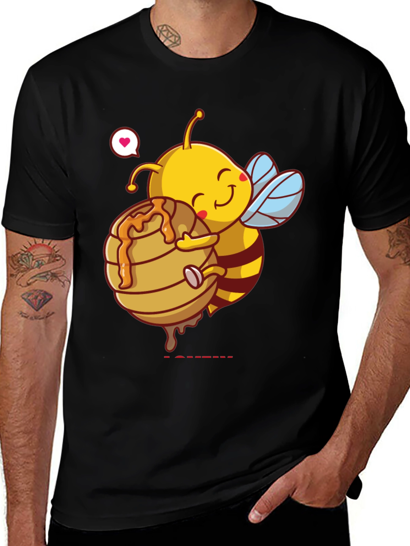 Variant 13 of Cute Bee Hugging Honeycomb Graphic T-Shirt