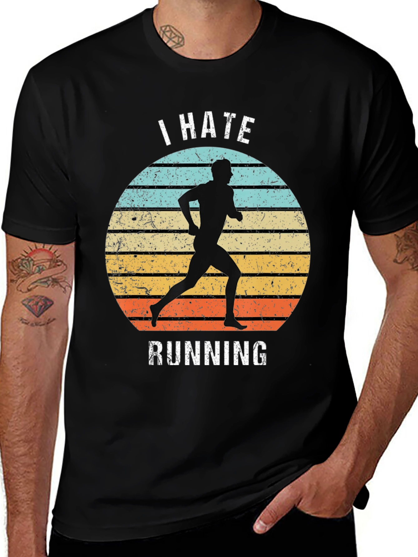 Variant 16 of I Hate Running Graphic Tee - Retro Runner T-Shirt