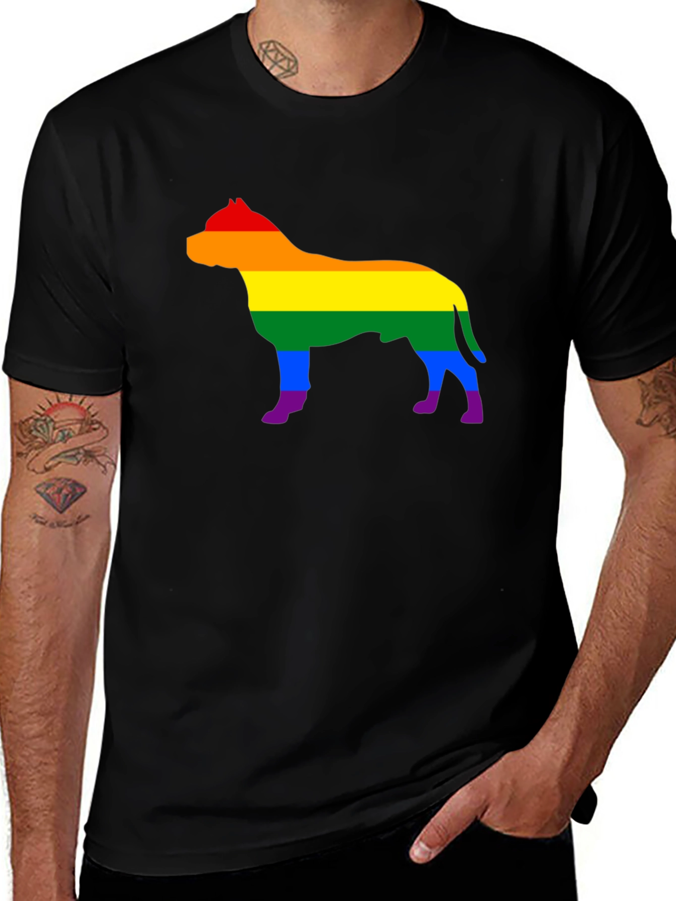Rainbow Pride Pitbull Black T-Shirt