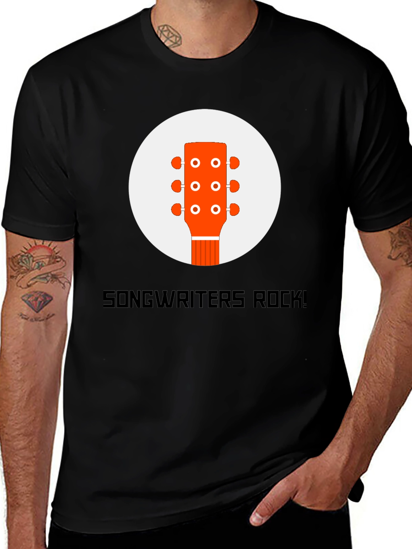 Variant 26 of Songwriters Rock! Guitar Headstock Graphic Tee
