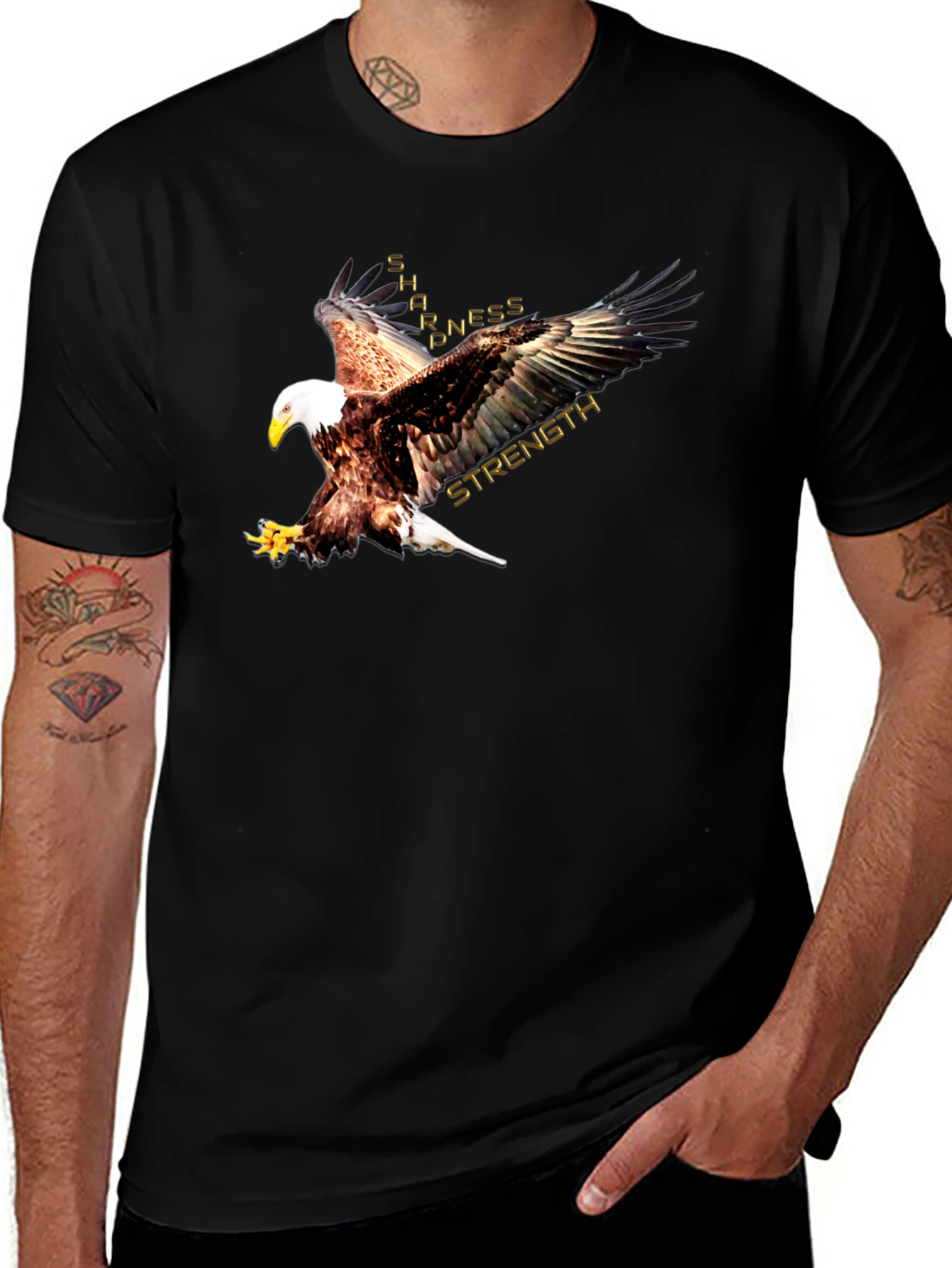 Variant 20 of Eagle Graphic Print Black T-Shirt