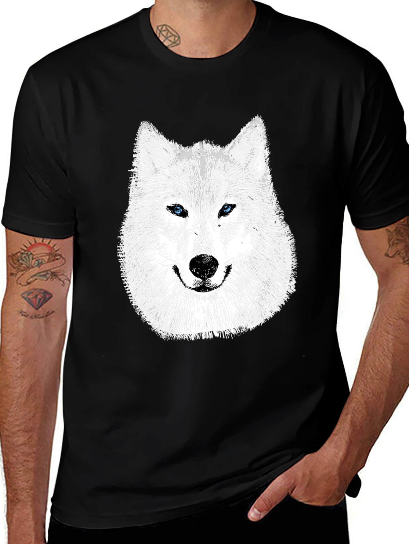 Variant 5 of Wolf Graphic Tee - Black Cotton Blend