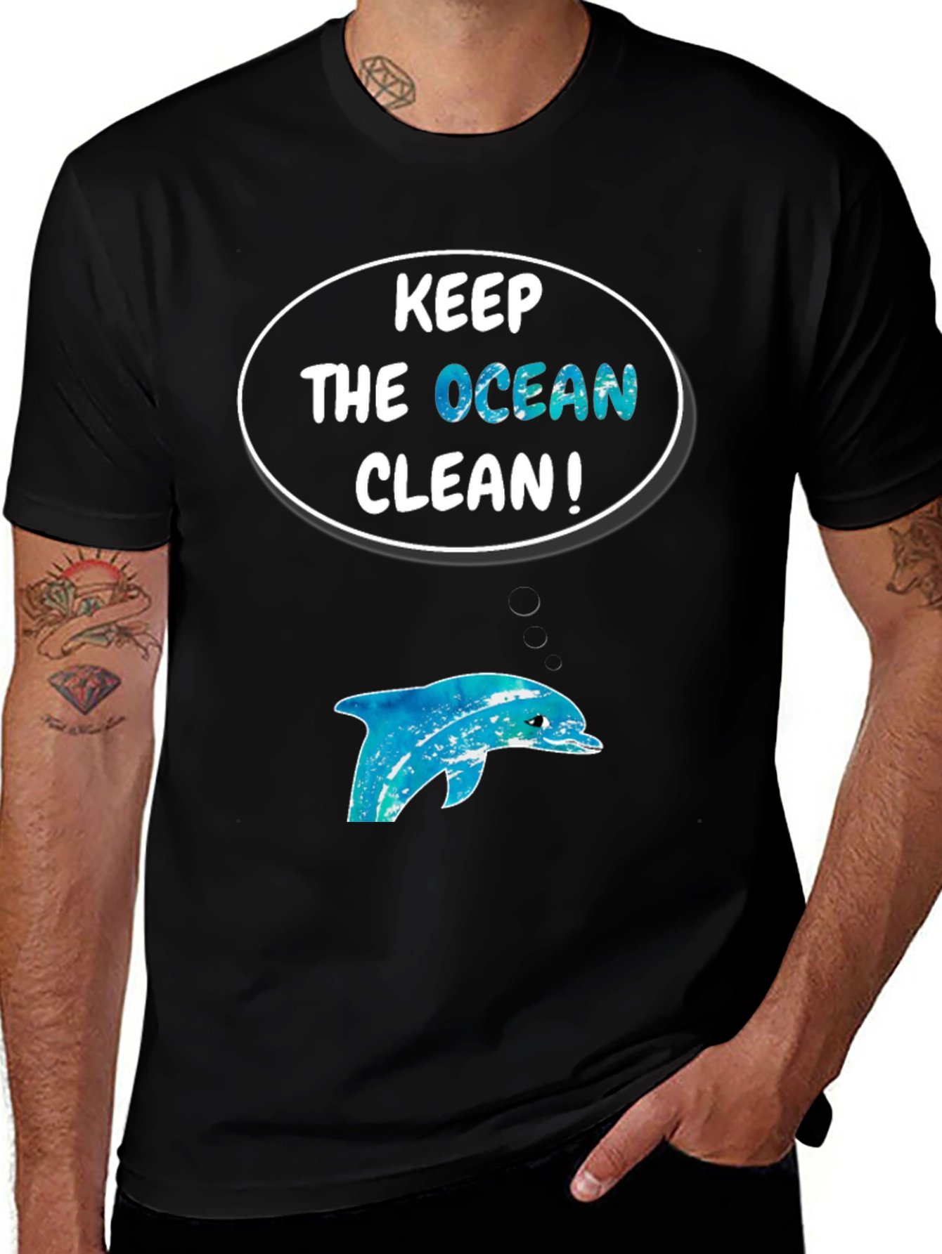Variant 23 of Keep the Ocean Clean T-Shirt - Dolphin Graphic