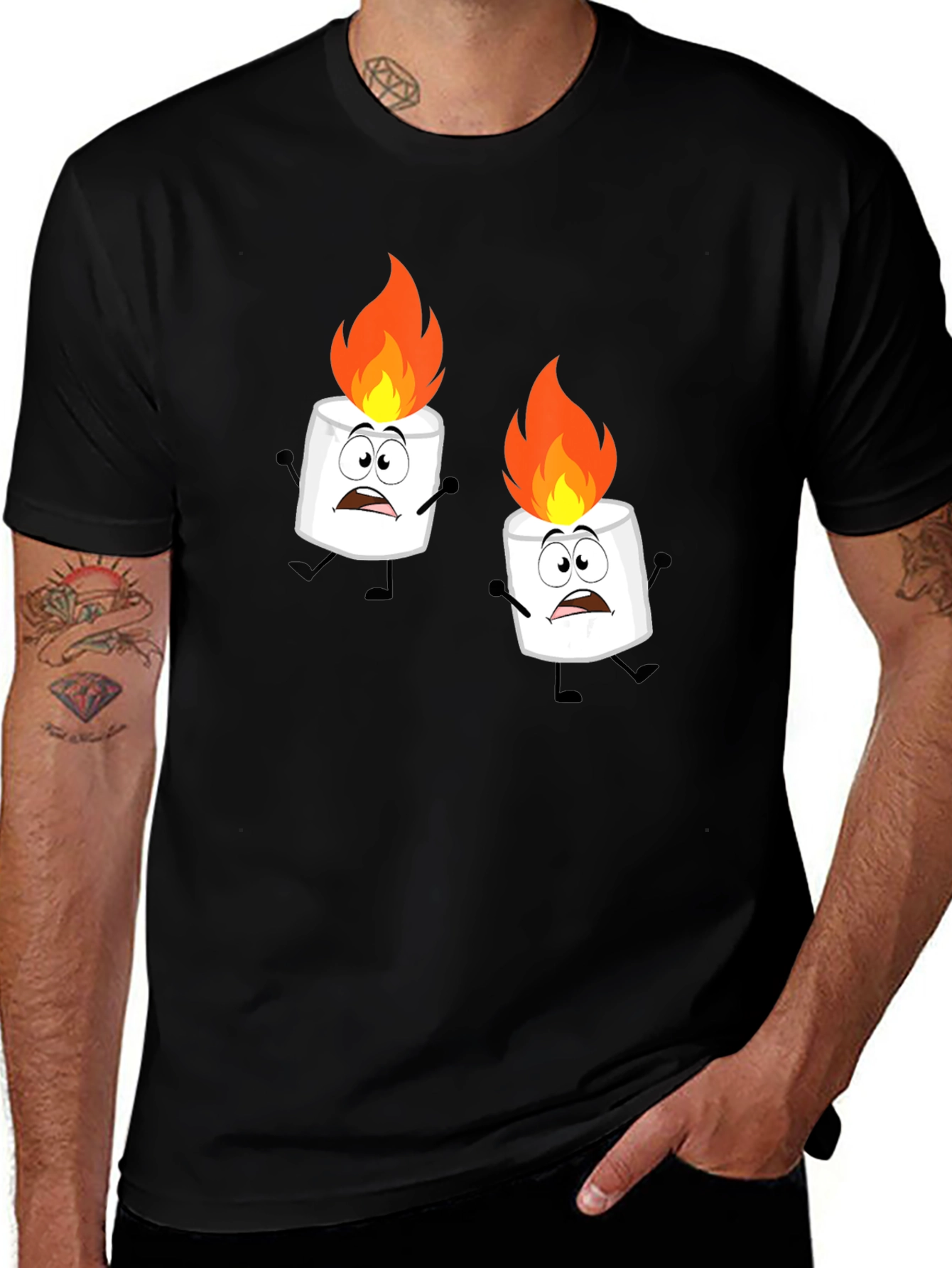 Variant 15 of Burning Marshmallow Graphic Tee - Black