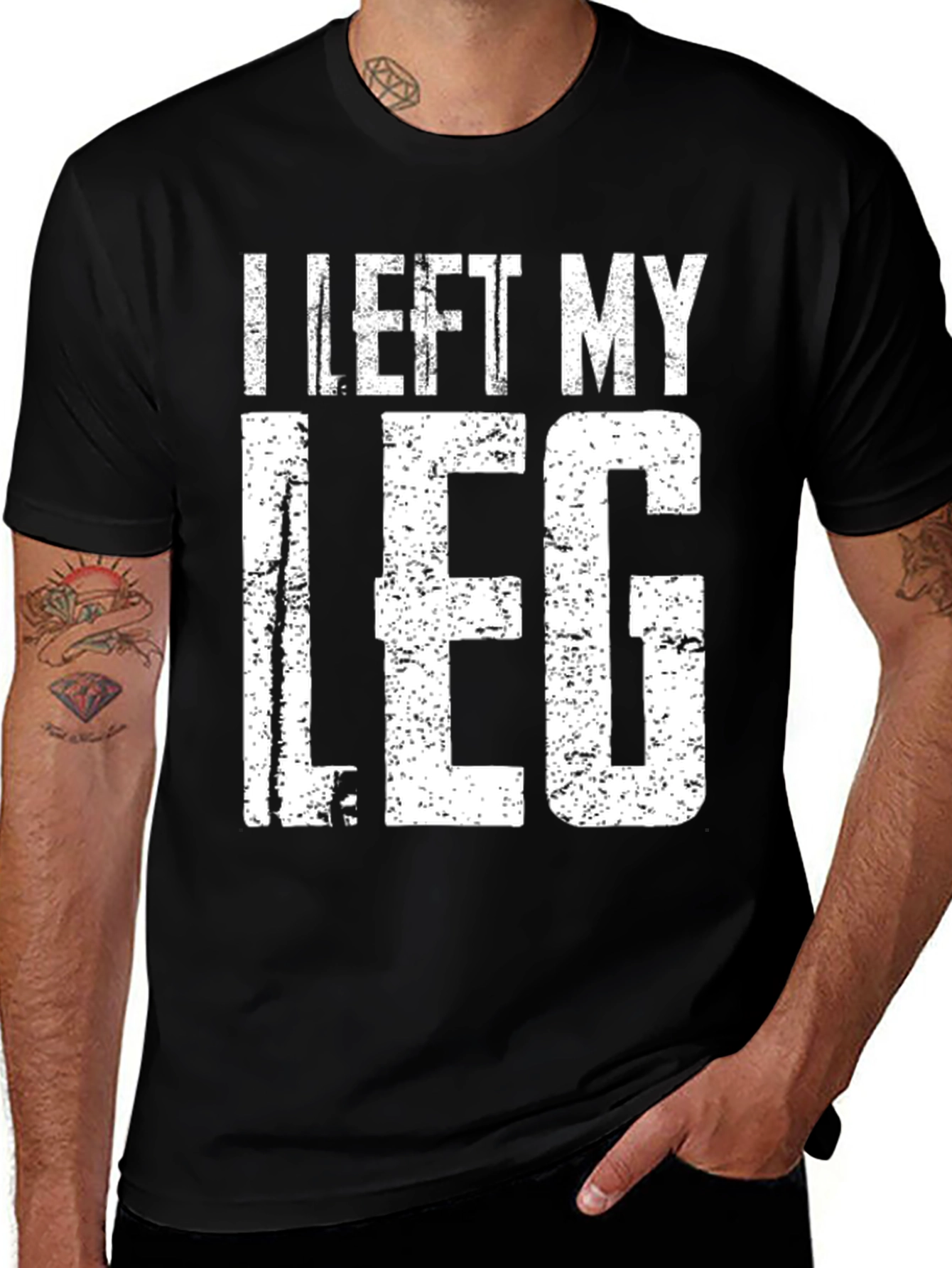 Black I Left My Leg T-Shirt - Humor Tee main image