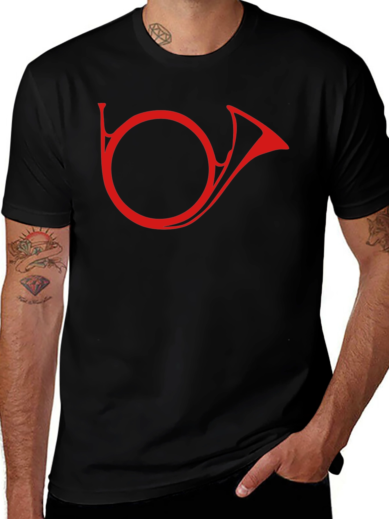 Variant 6 of Red Horn Graphic Black T-Shirt - Stylish Casual Tee