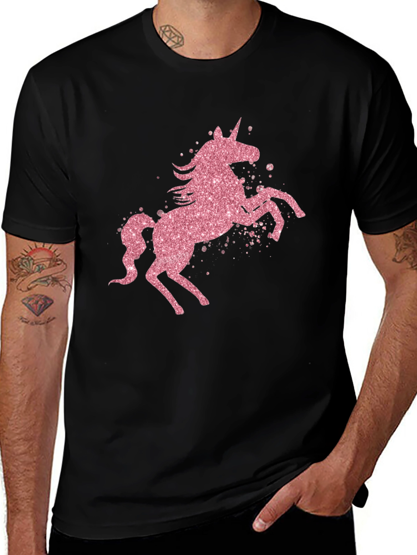 Variant 20 of Unicorn Sparkle Graphic Tee - Black