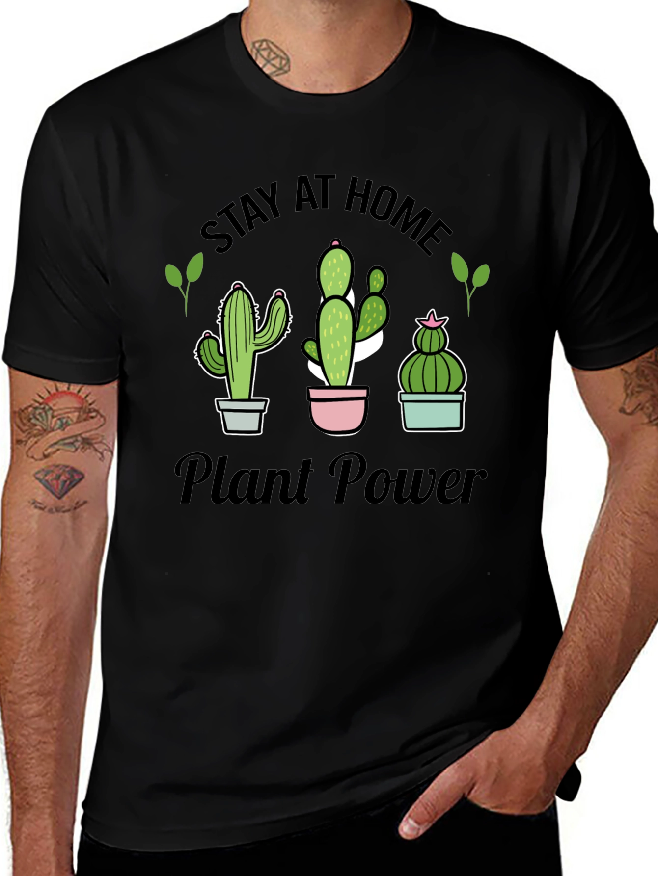 Stay At Home Plant Power T-Shirt Cactus Lover Tee