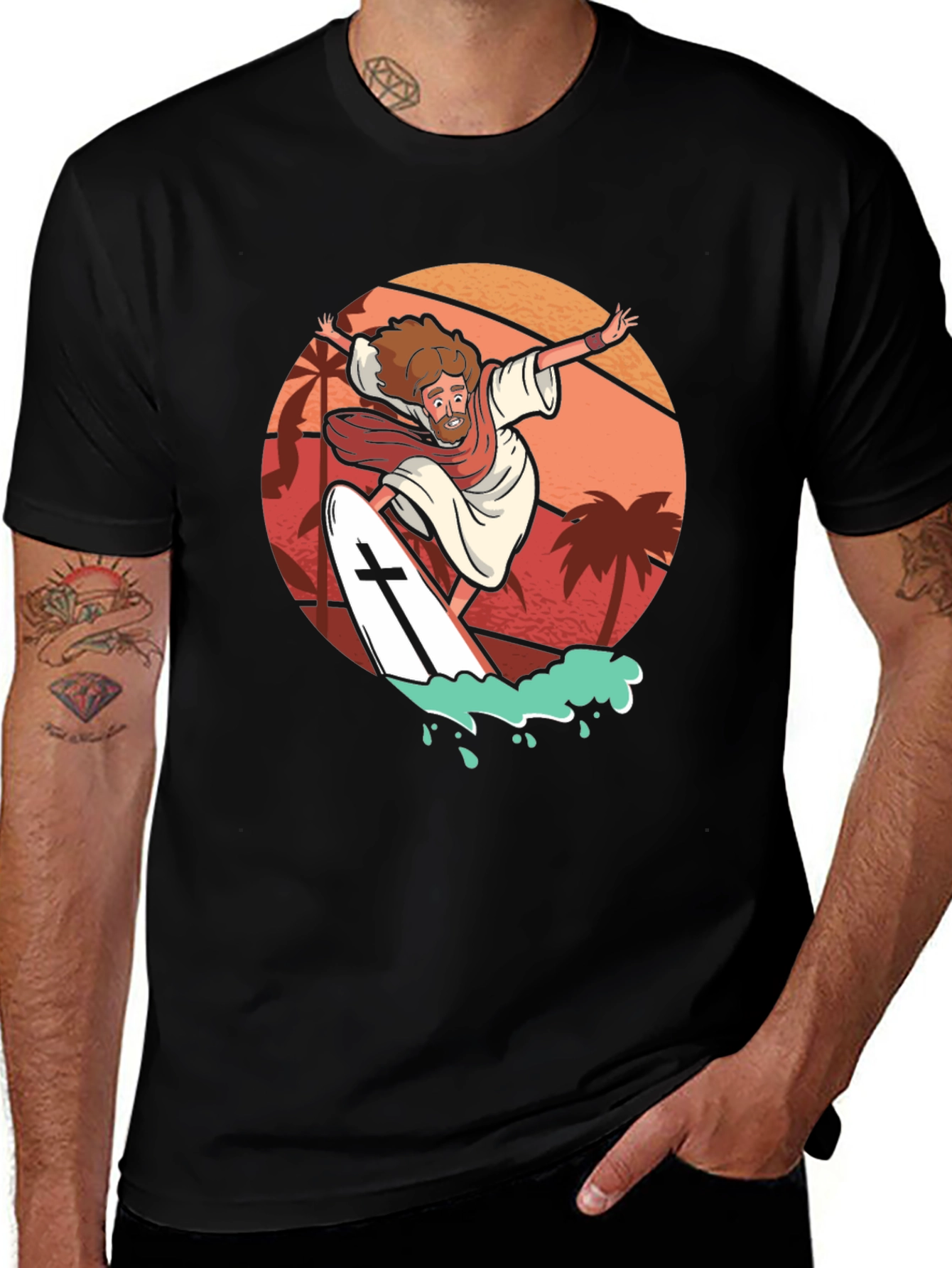 Variant 20 of Surfing Jesus T-Shirt: Faith & Fun