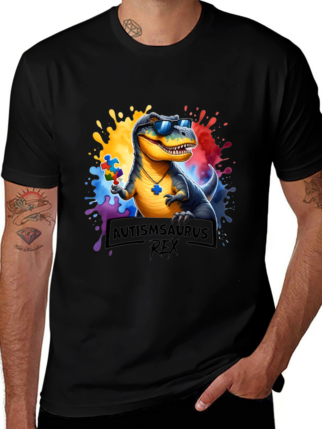 Autismsaurus Rex T-Shirt - Autism Awareness Dinosaur Tee