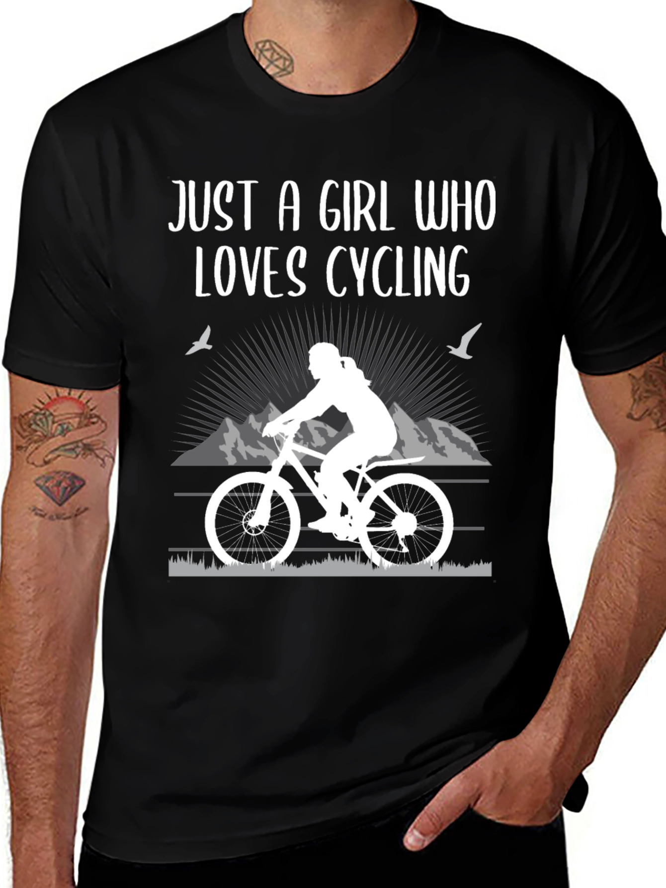 Variant 12 of Girl Who Loves Cycling Black T-Shirt