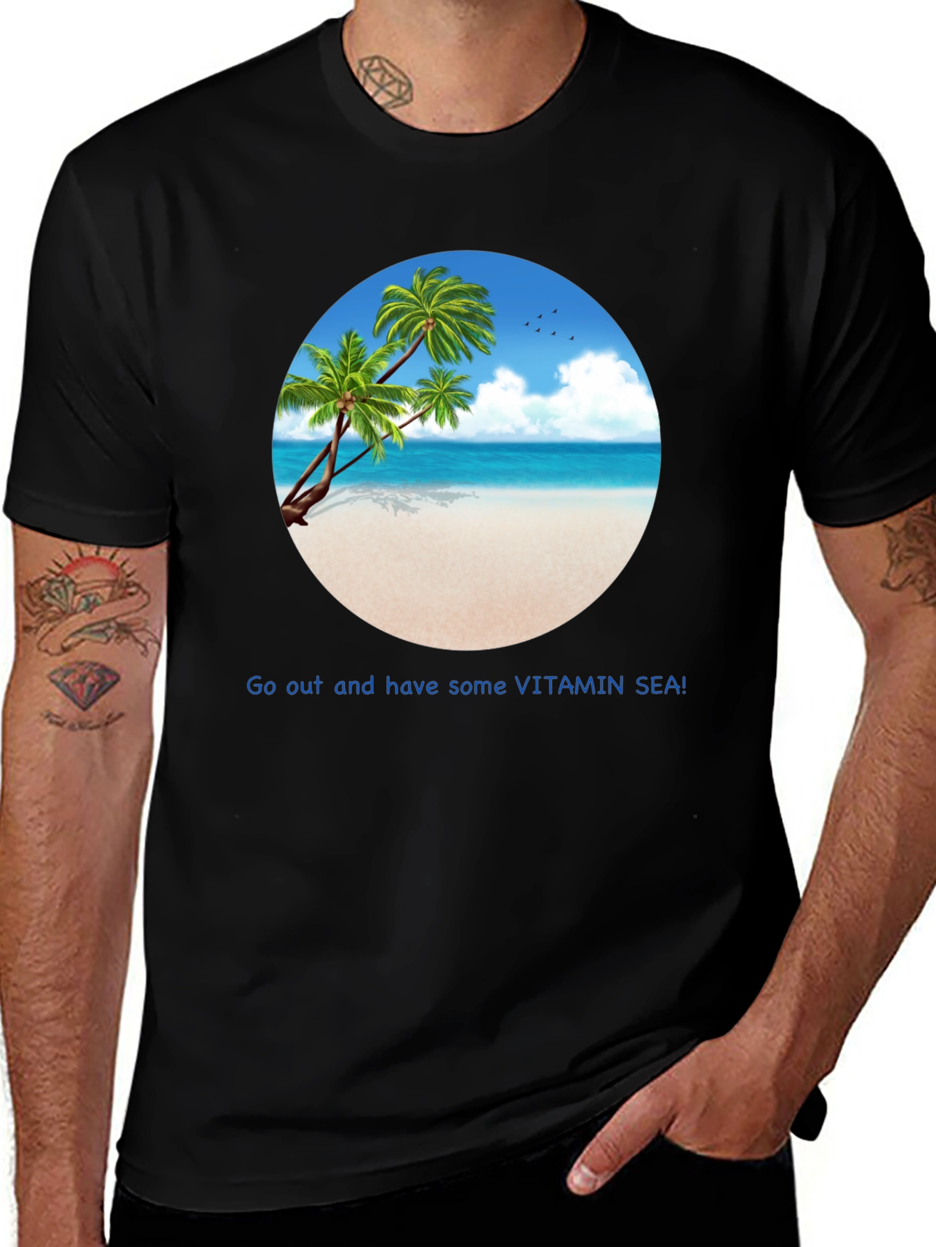 Black Vitamin Sea Beach T-Shirt - Vacation Ready! main image