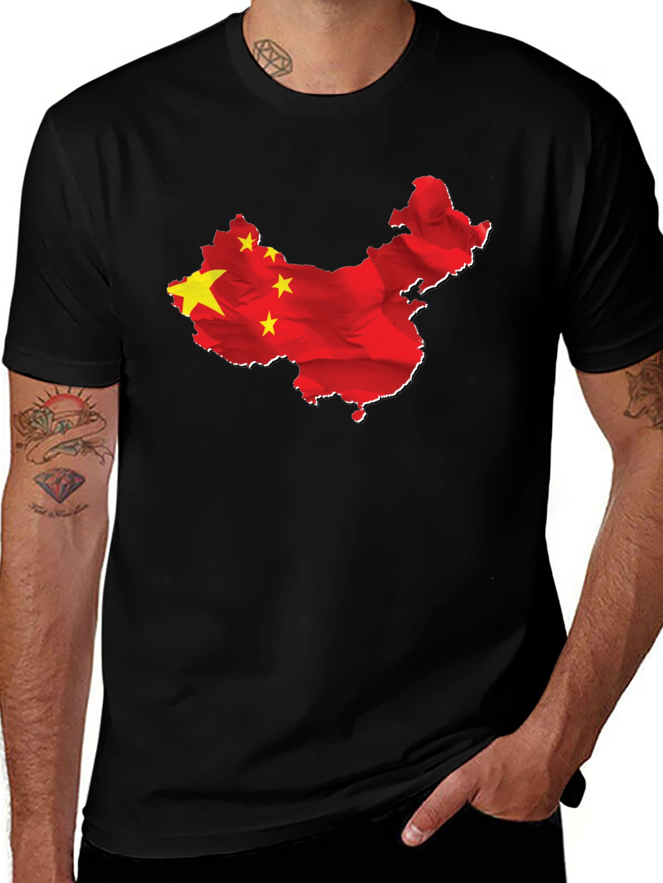 Variant 9 of China Flag Map Graphic Tee - Black