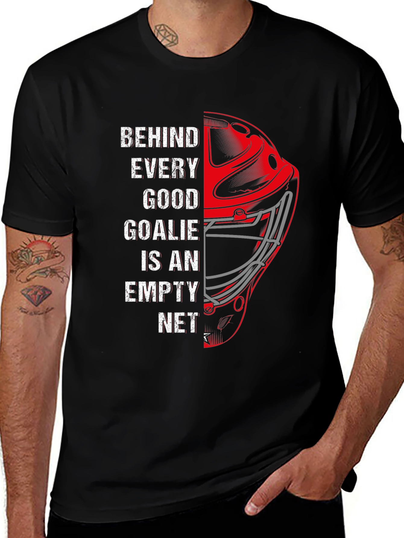 Variant 29 of Hockey Goalie Graphic Tee - Behind Every Good Goalie