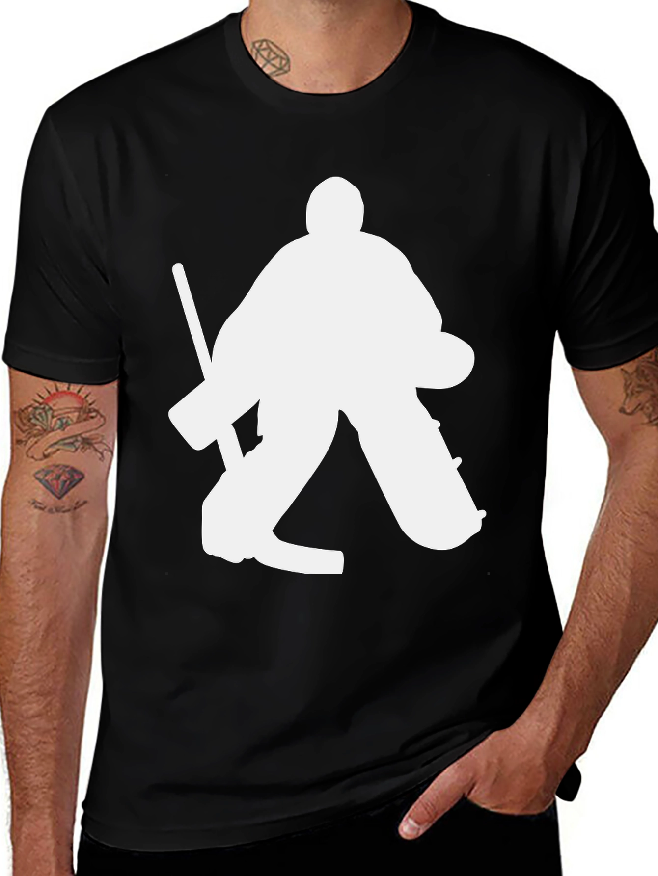Variant 20 of Hockey Goalie Silhouette Black T-Shirt