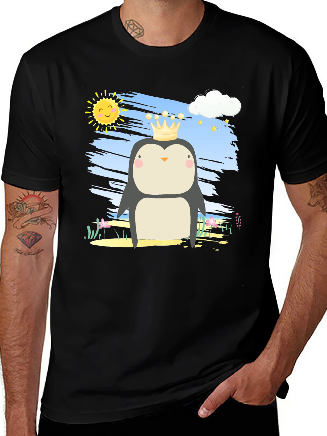 Variant 13 of Penguin Prince T-Shirt - Cartoon Graphic Tee