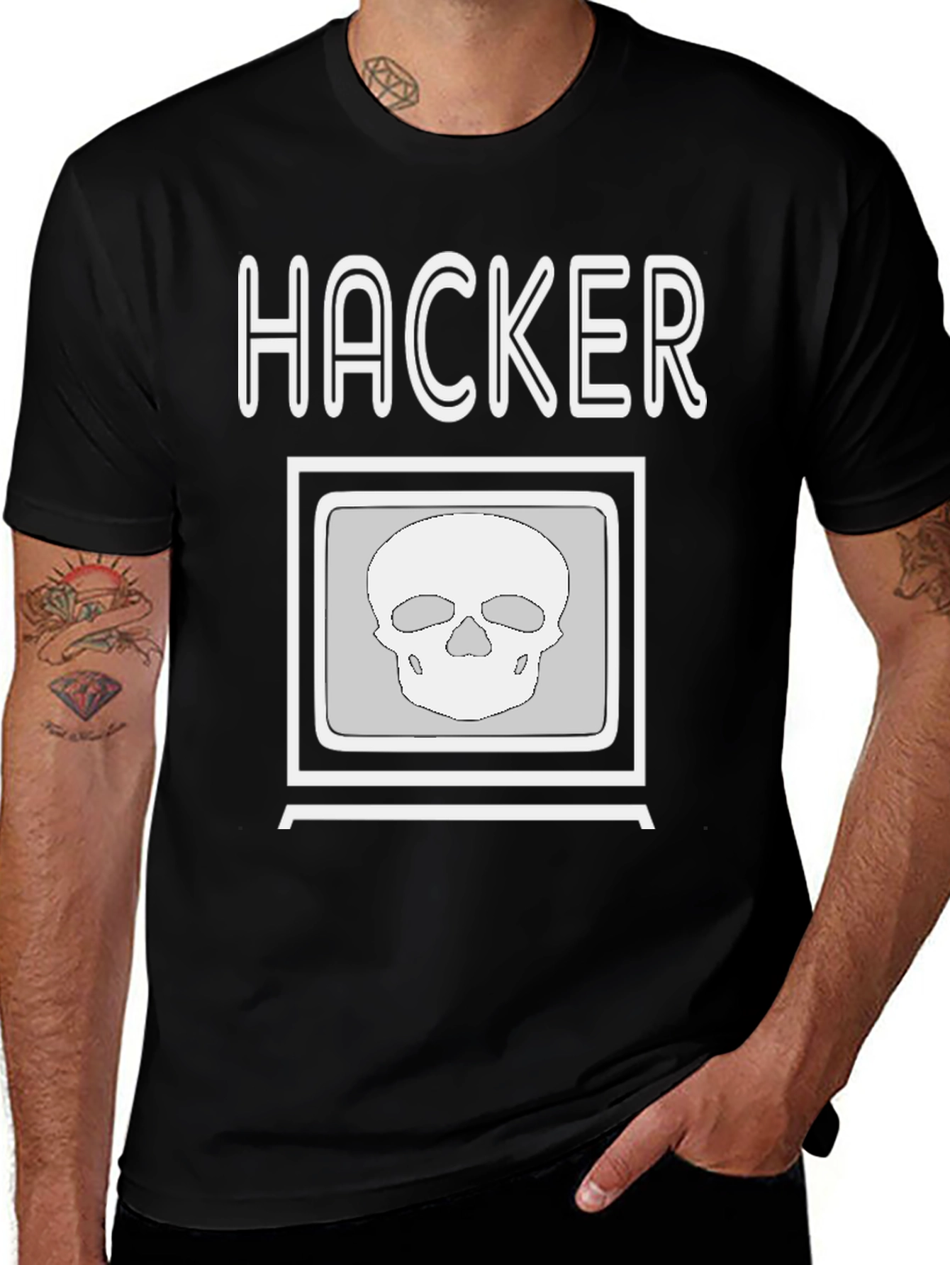 Variant 7 of Hacker Skull T-Shirt - Stylish and Edgy Design