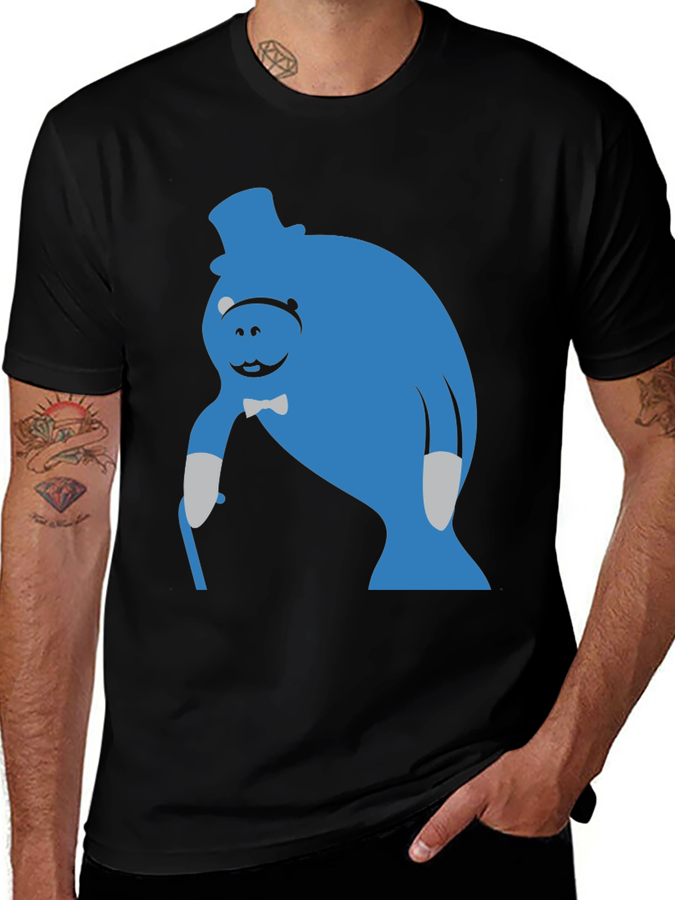 Variant 2 of Blue Manatee T-Shirt - Unique Cartoon Graphic Tee