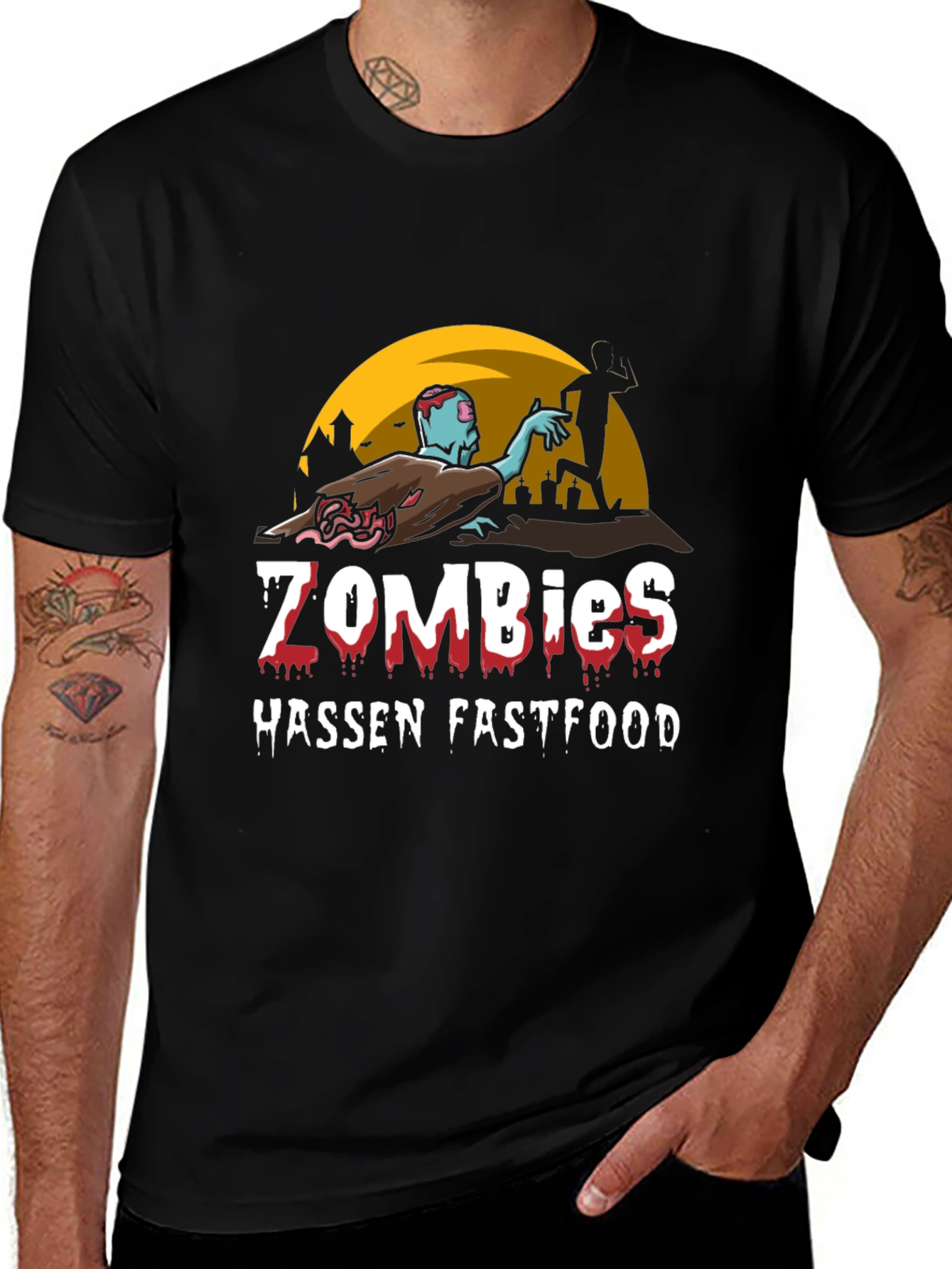 Variant 13 of Zombies Hassen Fastfood Black T-Shirt