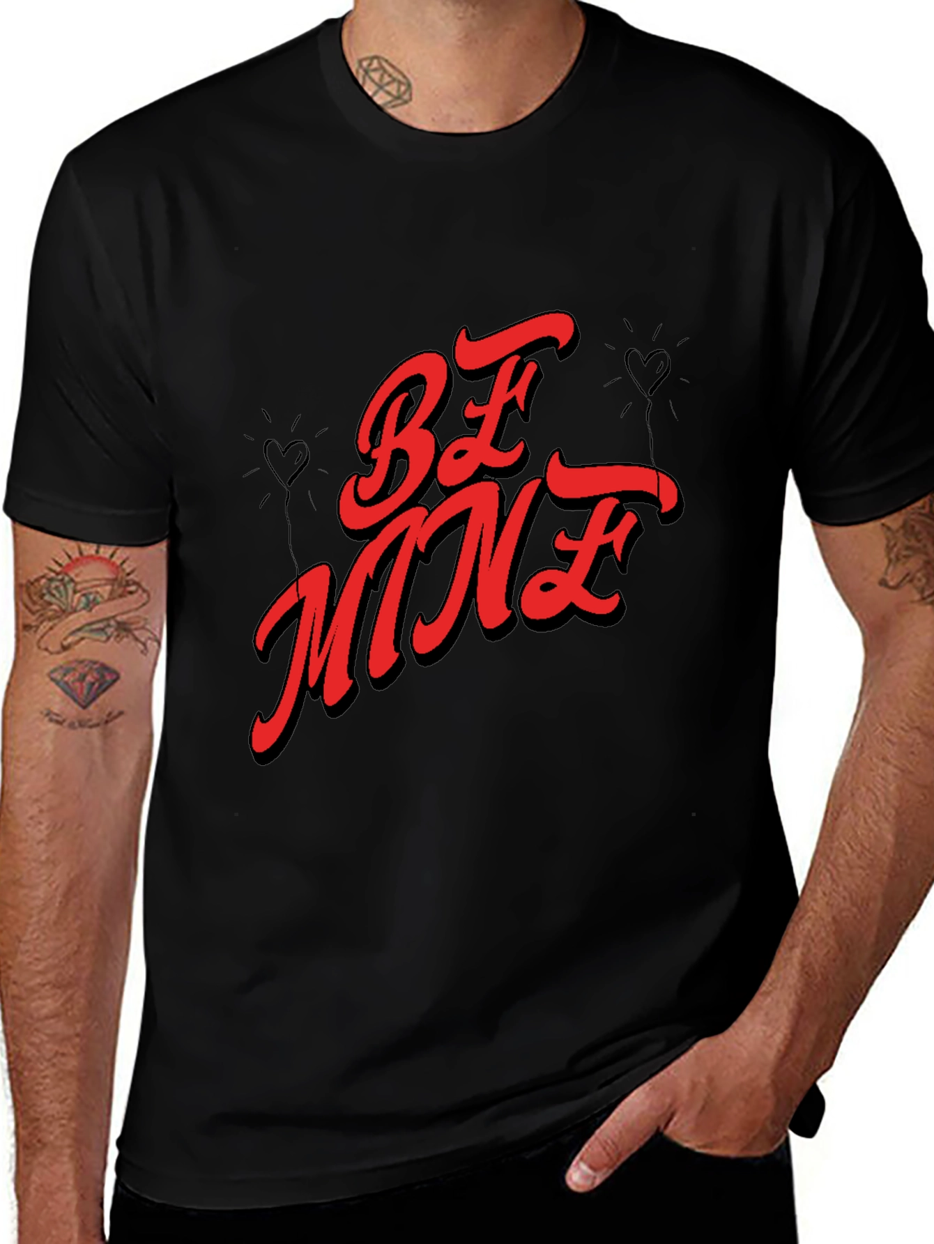 Be Mine Valentine's Day Graphic Tee - Black