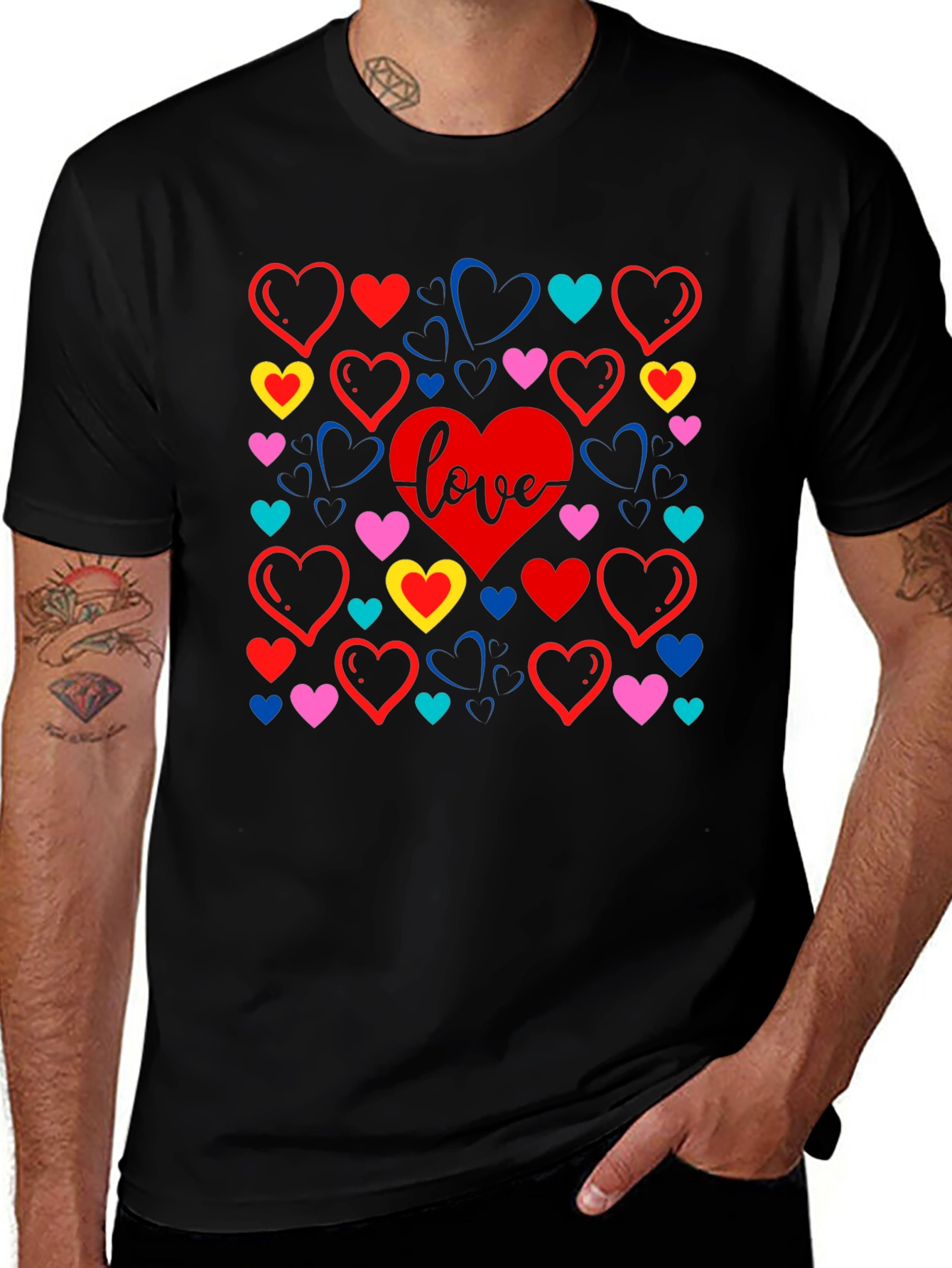 Variant 22 of Love Heart Graphic Black T-Shirt
