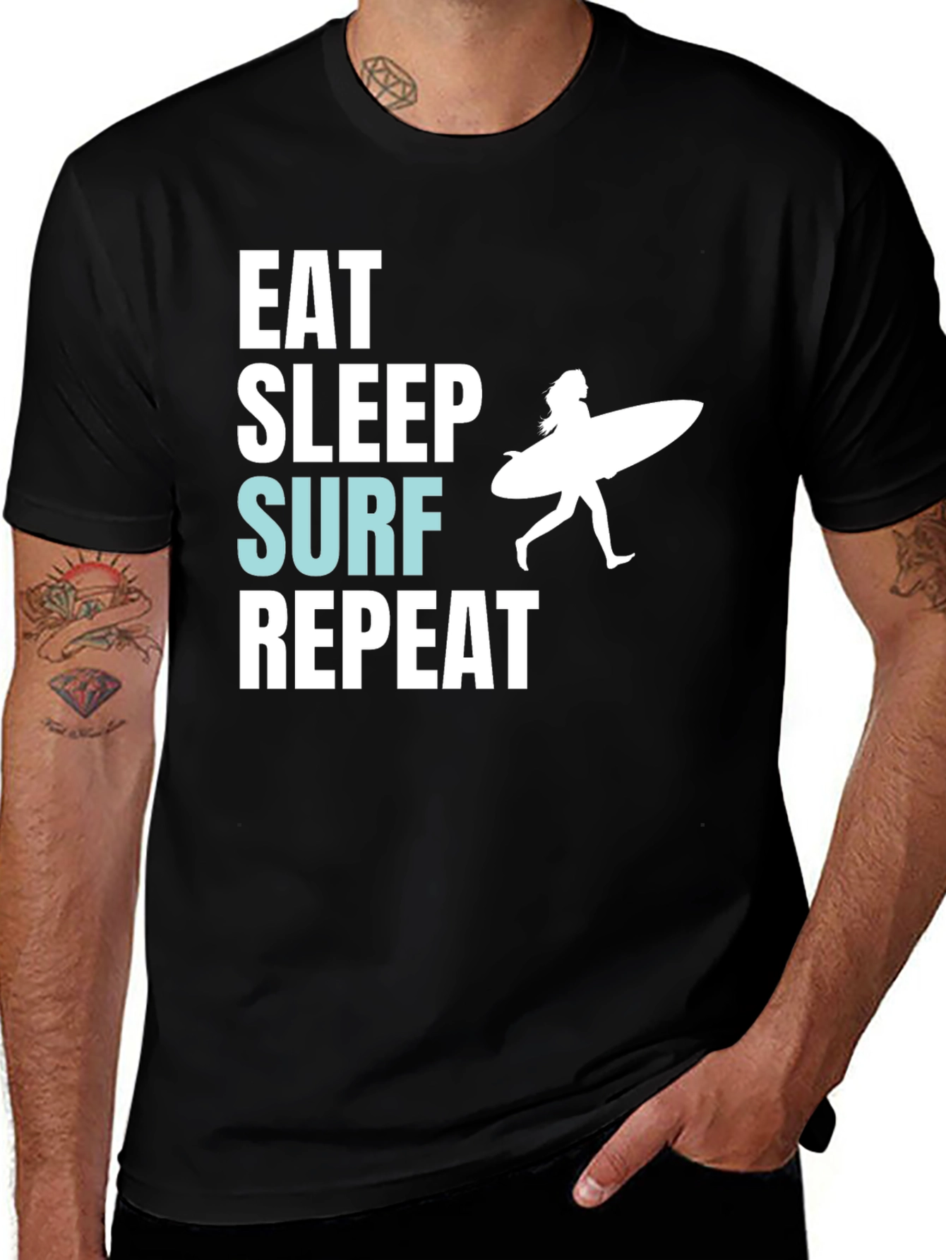 Variant 17 of Eat Sleep Surf Repeat Graphic Tee