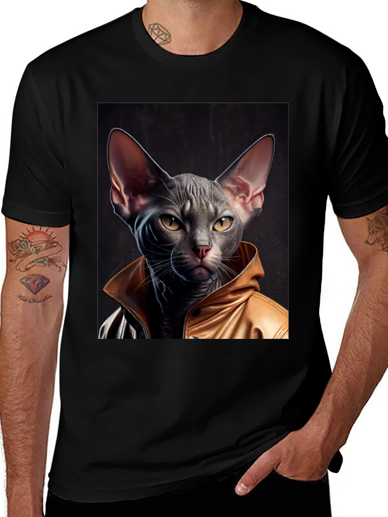 Variant 16 of Cool Cat in Jacket Graphic T-Shirt