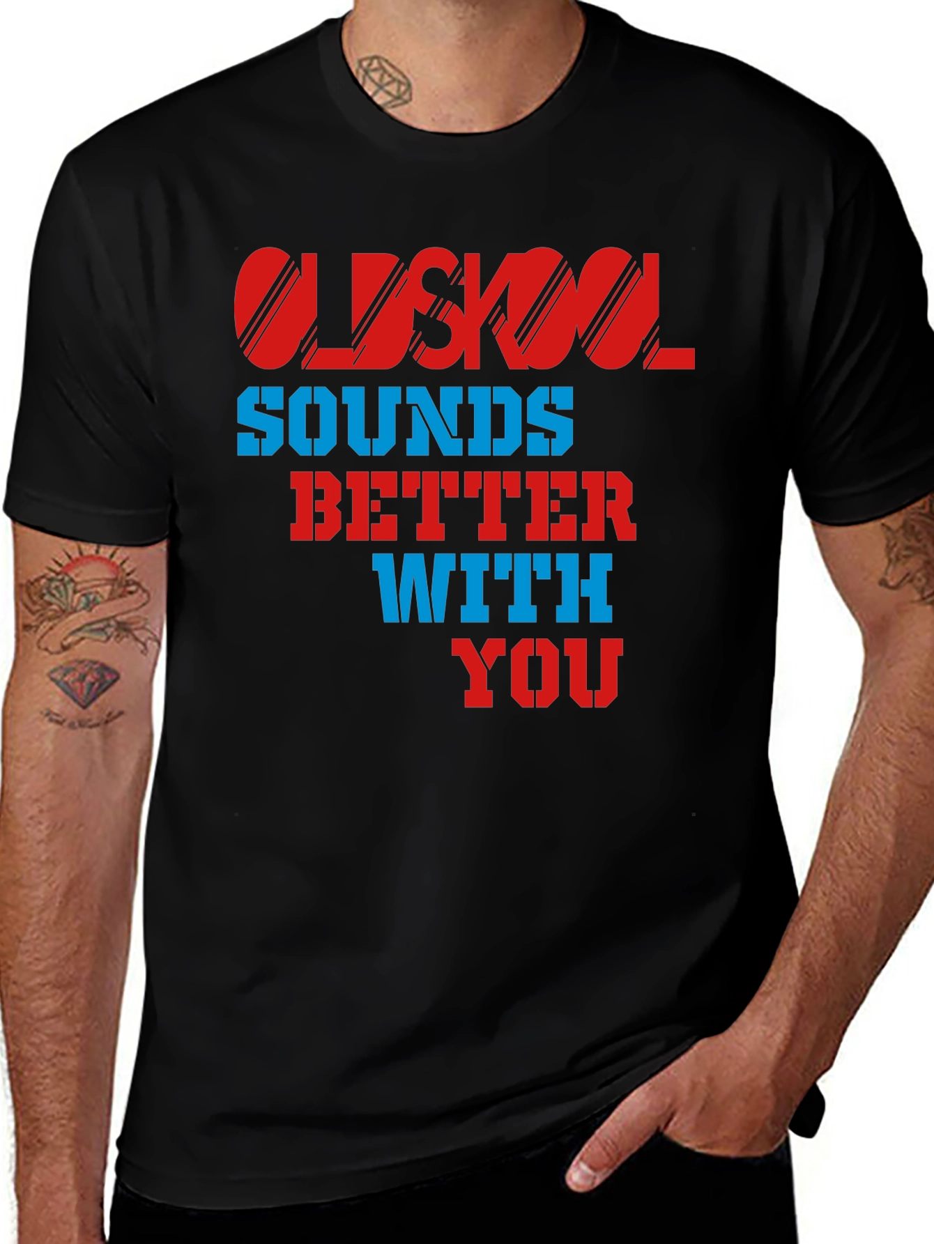 Black Oldskool Sounds Better With You T-Shirt main image