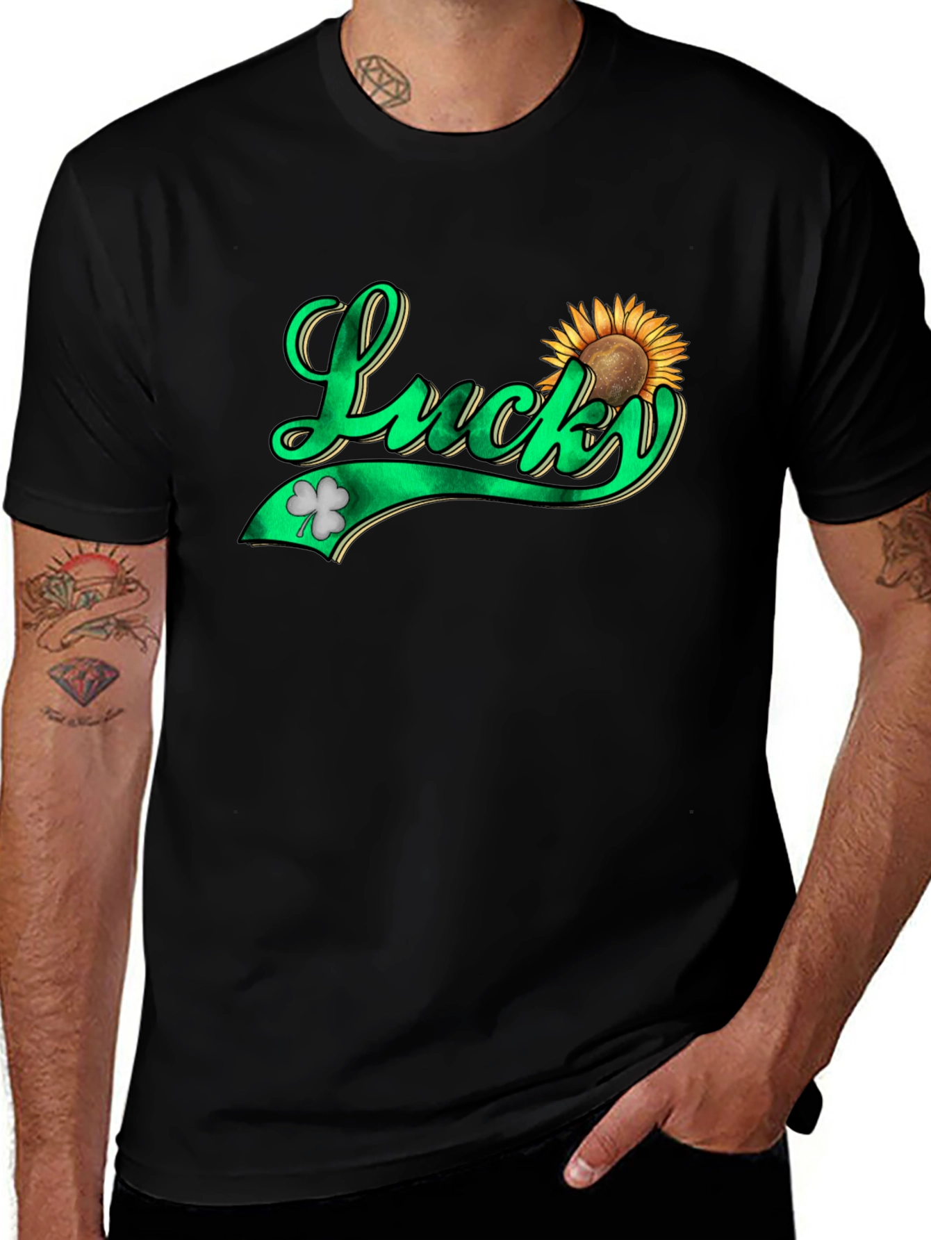 Variant 6 of Lucky Shamrock & Sunflower Graphic T-Shirt