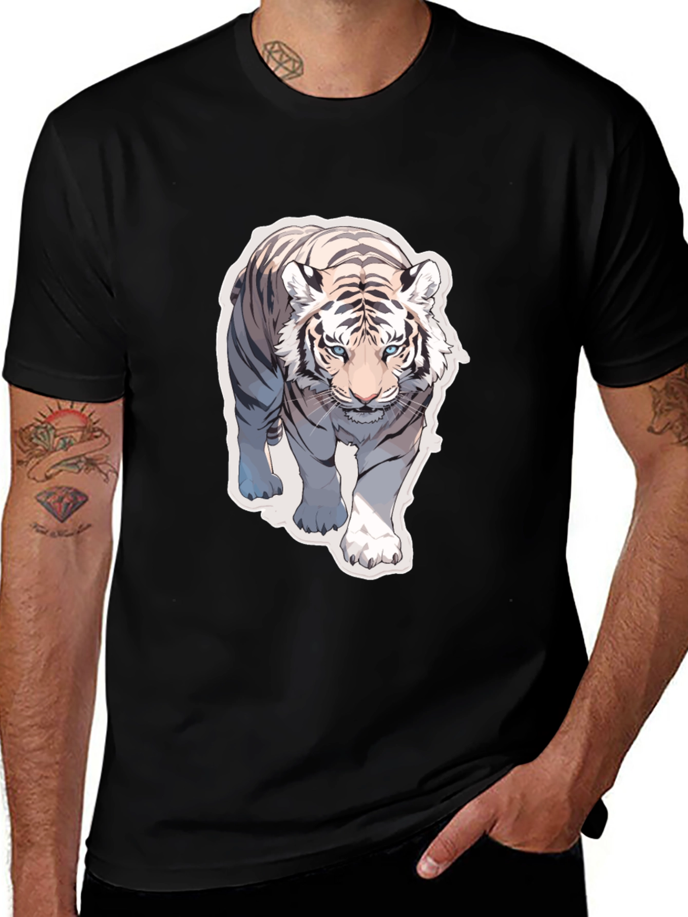 Variant 21 of White Tiger Graphic Tee - Cool Animal Print Shirt