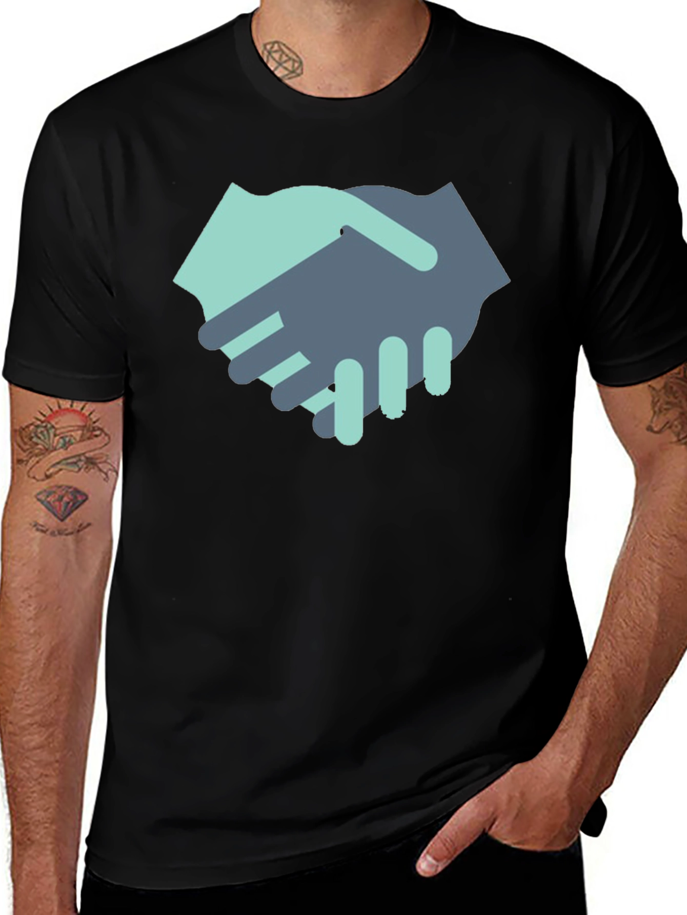 Variant 6 of Handshake Graphic Black T-Shirt