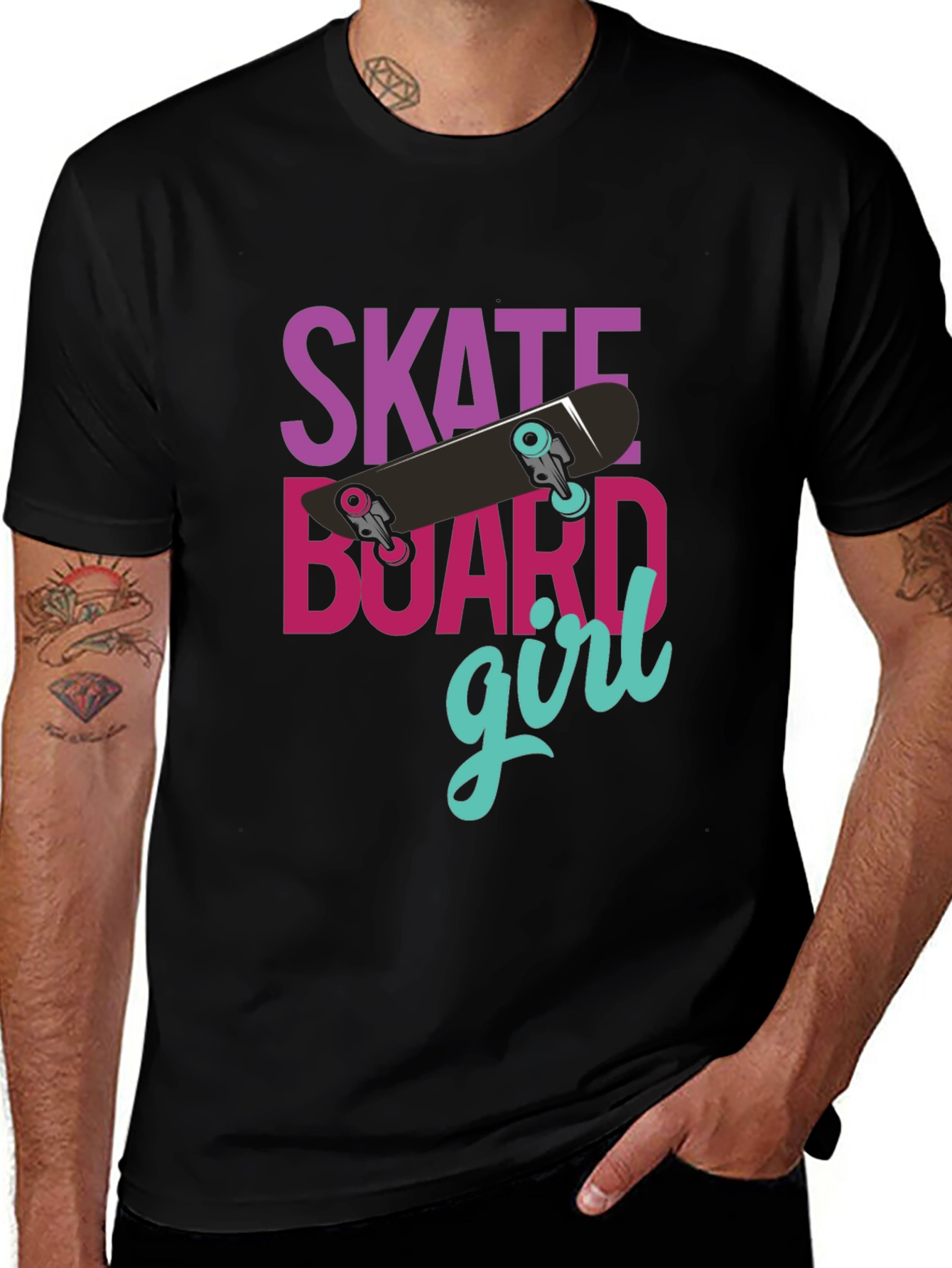 Variant 11 of Skateboard Girl Graphic T-Shirt - Casual Style