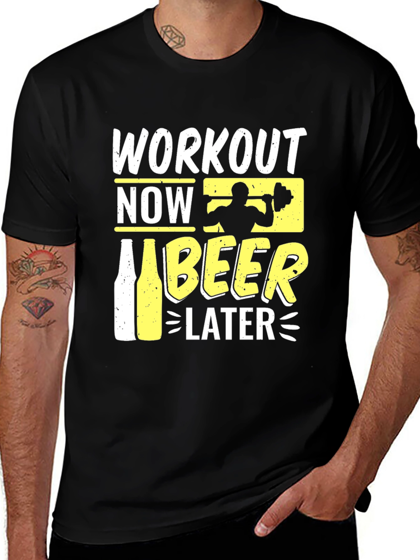 Variant 26 of Workout Now Beer Later Graphic T-Shirt