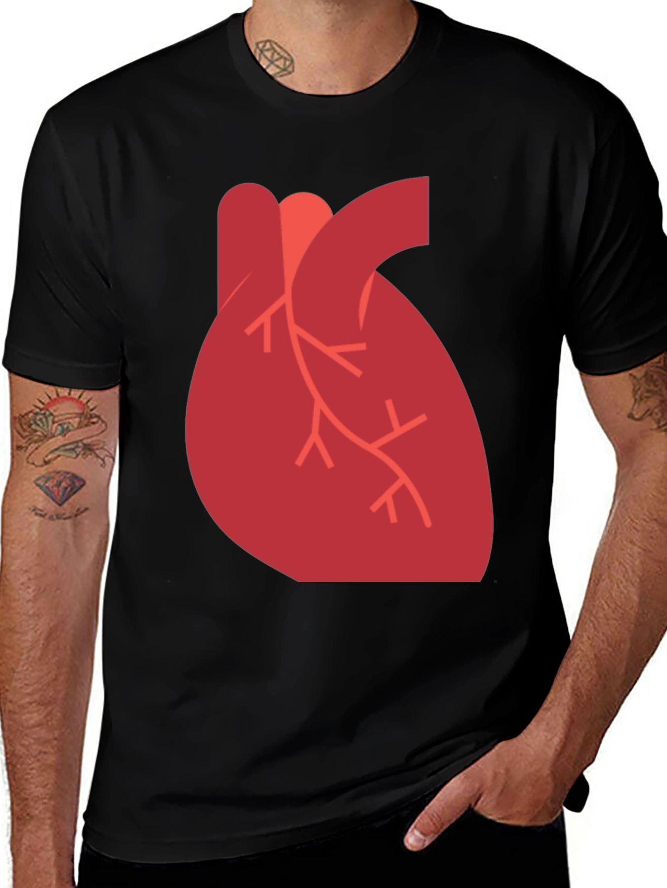 Variant 30 of Anatomical Heart Graphic Black T-Shirt