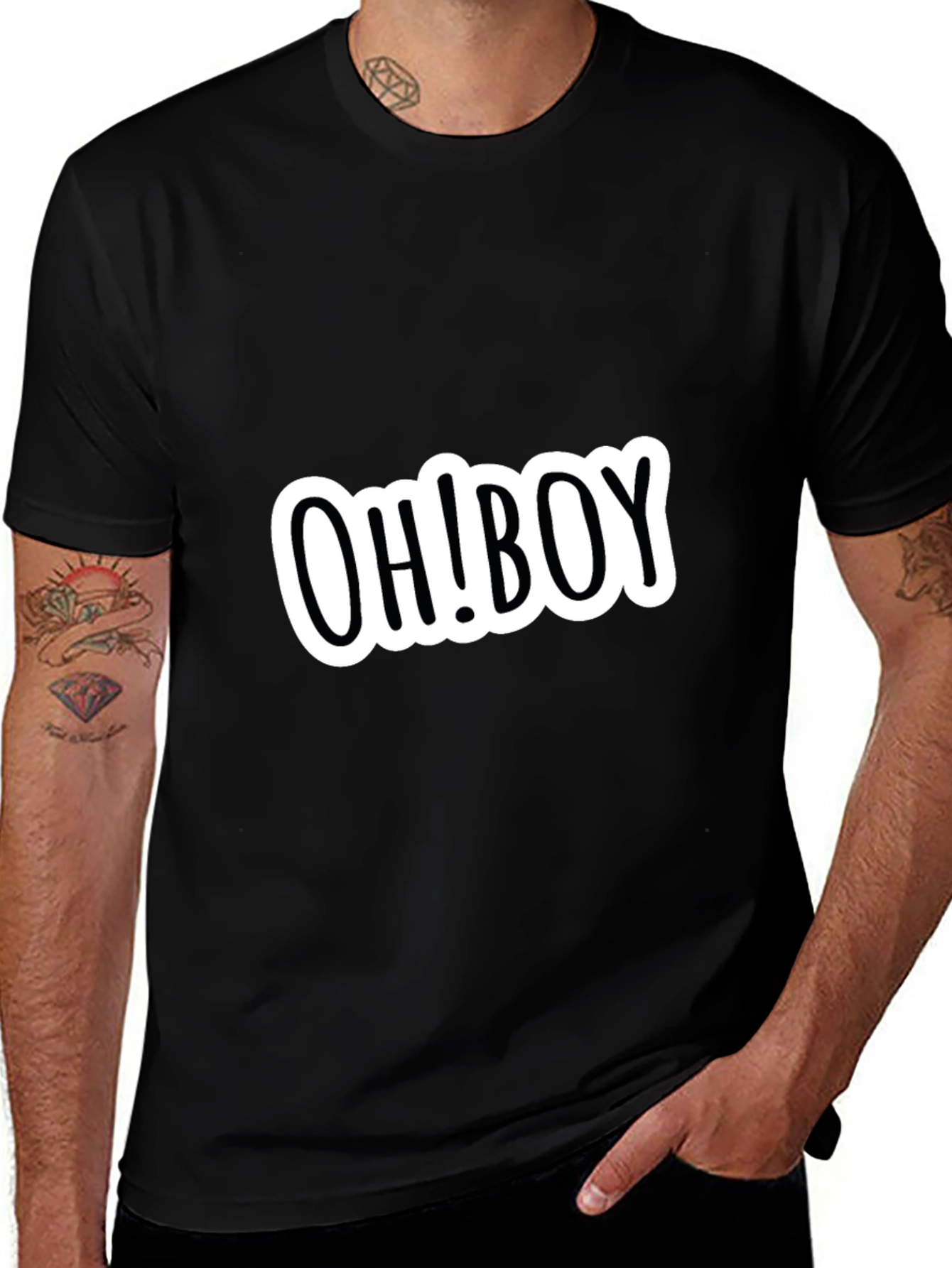 Variant 23 of OH! BOY Graphic Black Tee - Casual Style