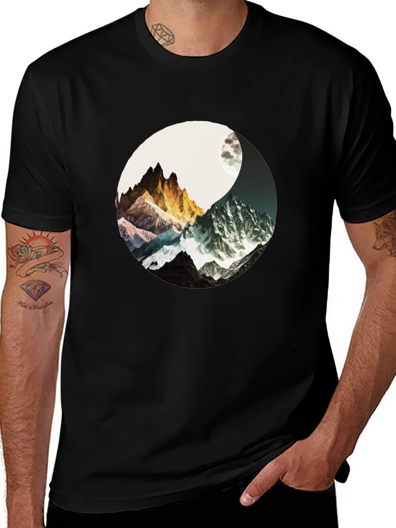 Variant 11 of Yin Yang Mountains T-Shirt - Harmony & Adventure