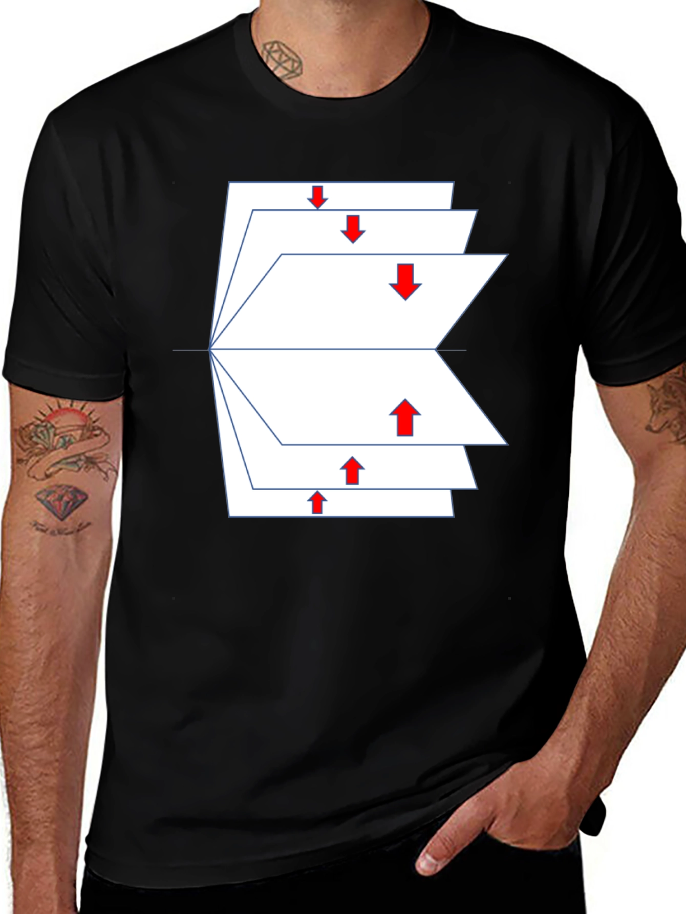 Geometric Arrows Black T-Shirt - Modern Design