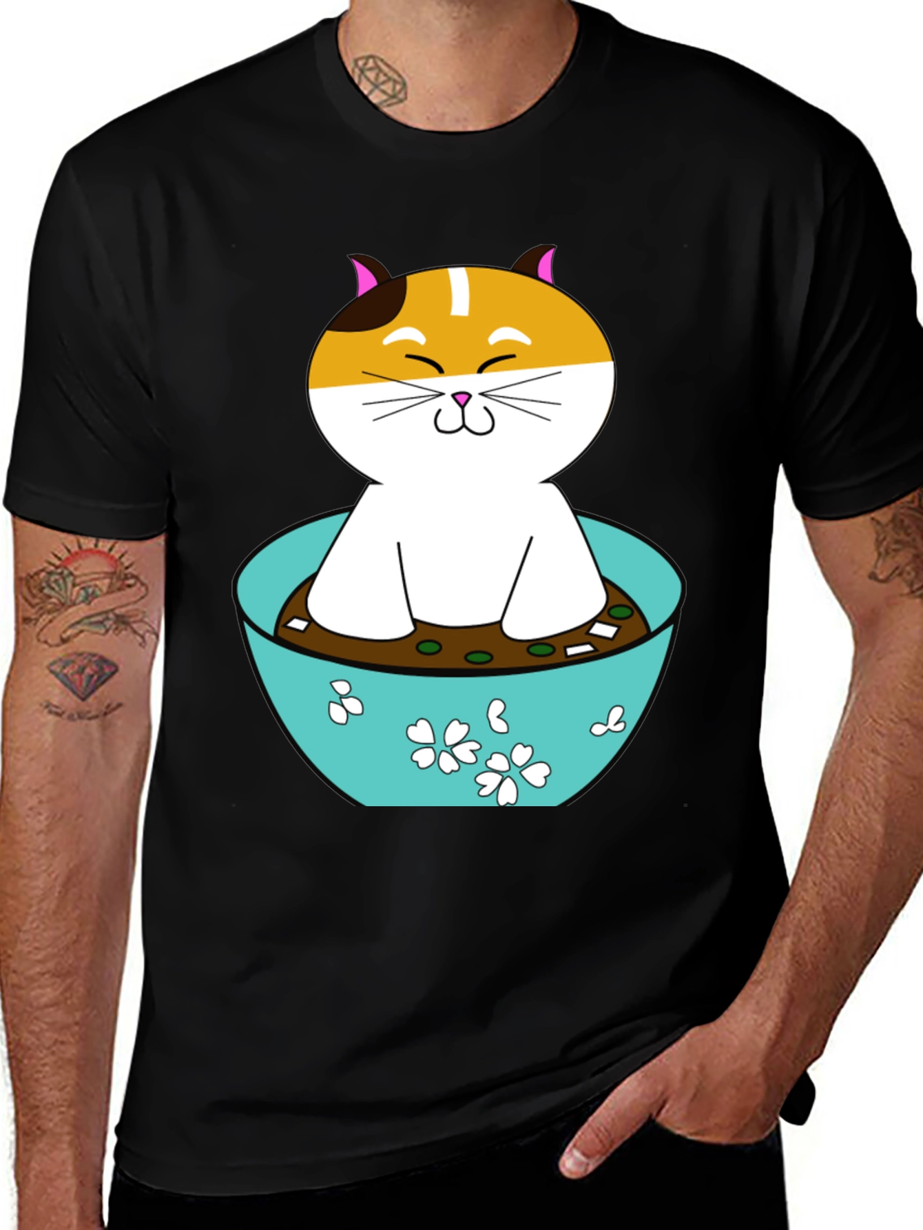 Variant 4 of Cat Ramen Bowl Graphic T-Shirt - Cute & Stylish!