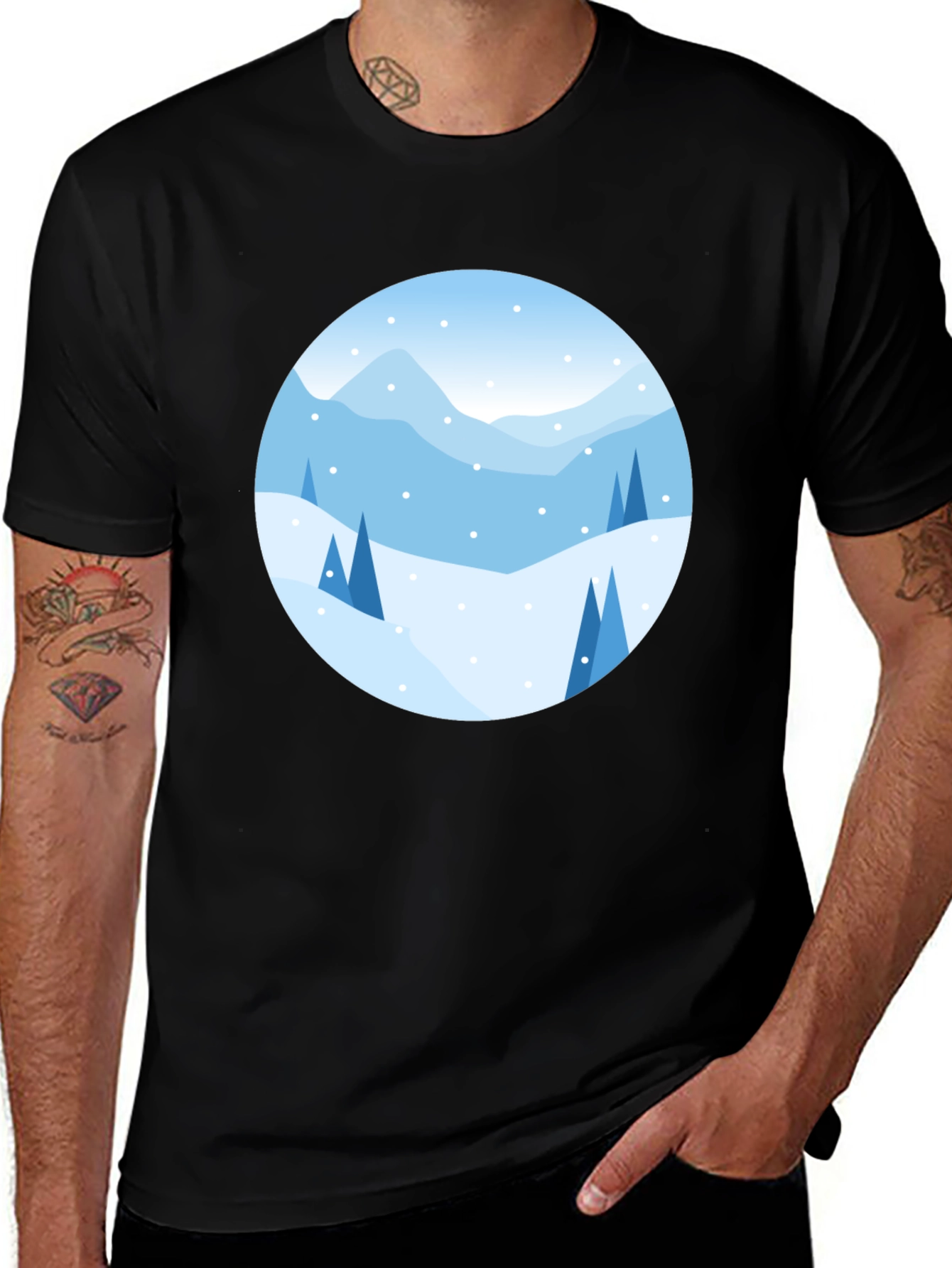 Variant 7 of Winter Landscape Graphic Tee - Soft Black Cotton