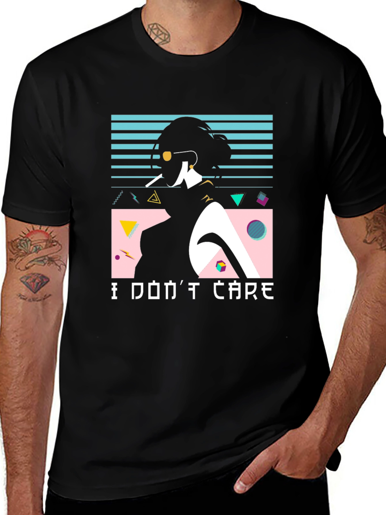 Variant 10 of Retro "I Don't Care" Graphic Tee