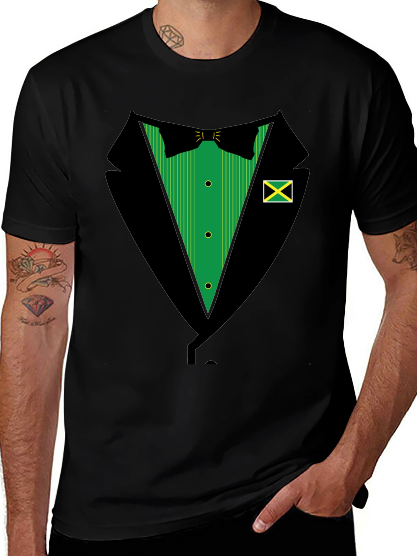 Variant 17 of Novelty Jamaica Tuxedo T-Shirt - Black