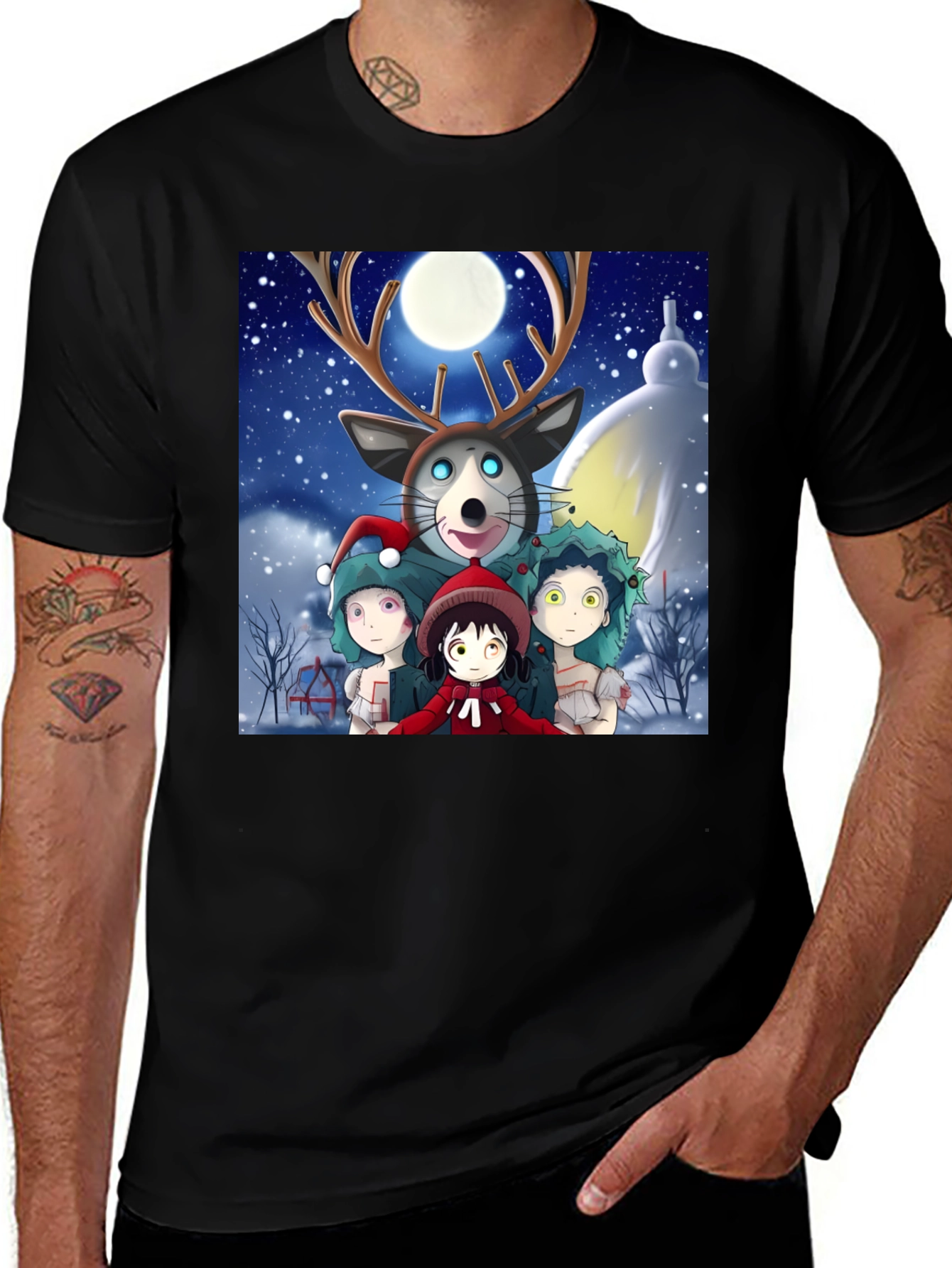Black Anime Winter Wonderland T-Shirt main image