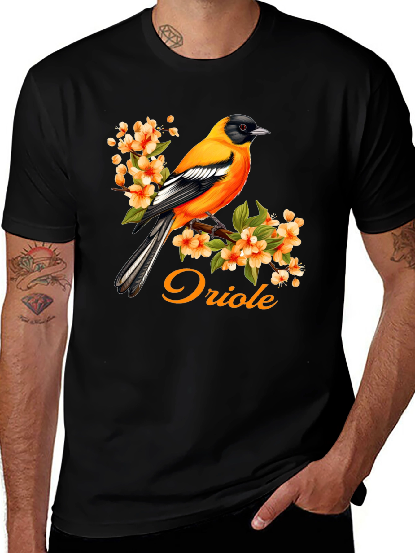 Variant 15 of Oriole Bird T-Shirt - Floral Design