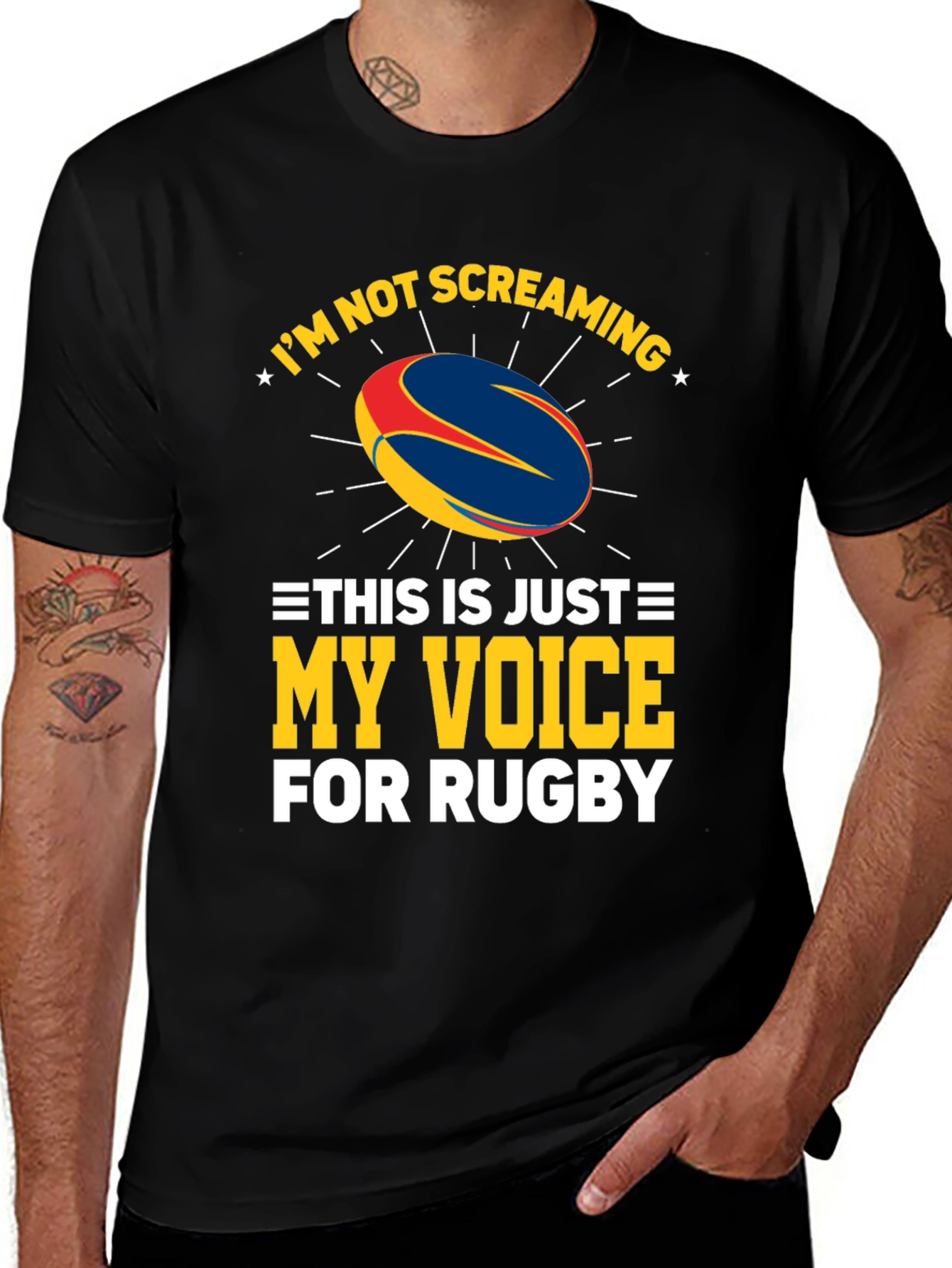 Black Rugby Fan T-Shirt: My Voice for Rugby main image