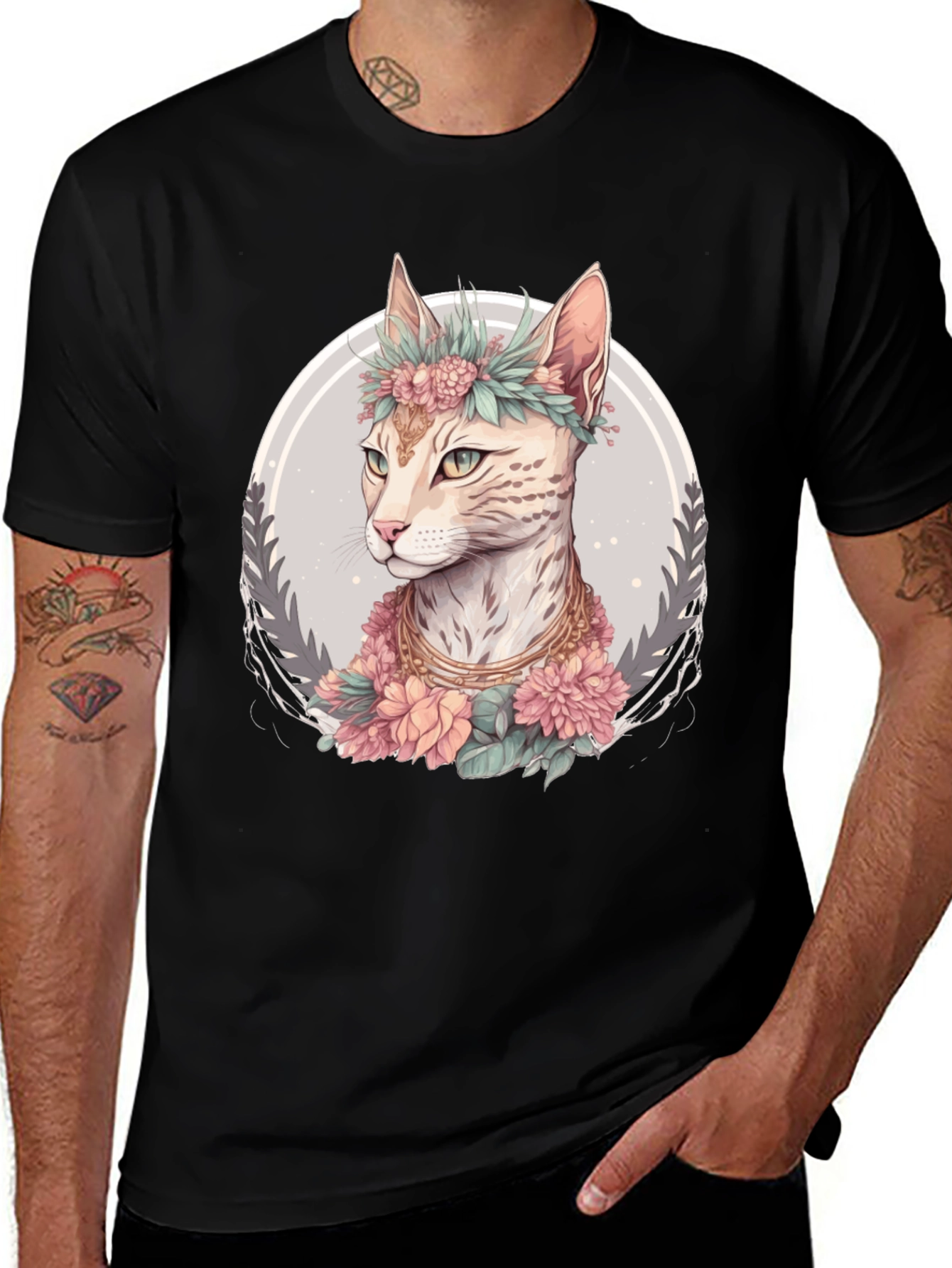 Variant 17 of Floral Cat T-Shirt - Unique Graphic Tee