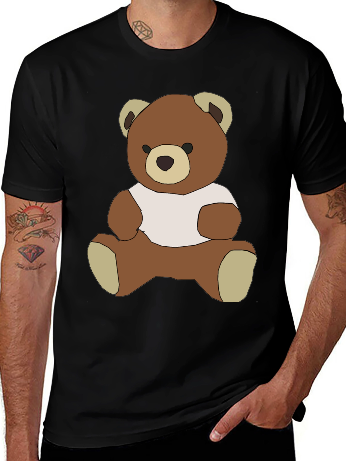 Variant 28 of Teddy Bear Graphic Print Black T-Shirt